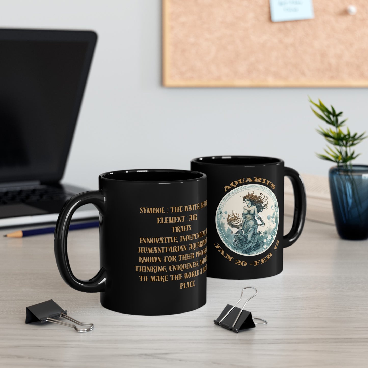 aquarius black mug