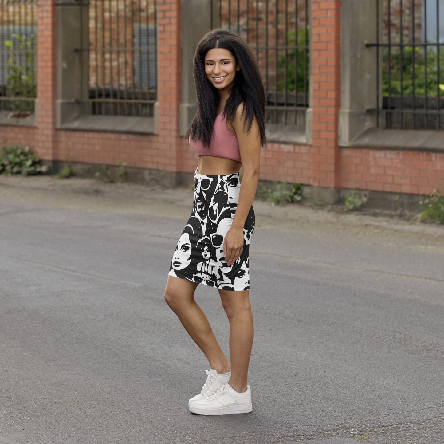 human logo mini skirts