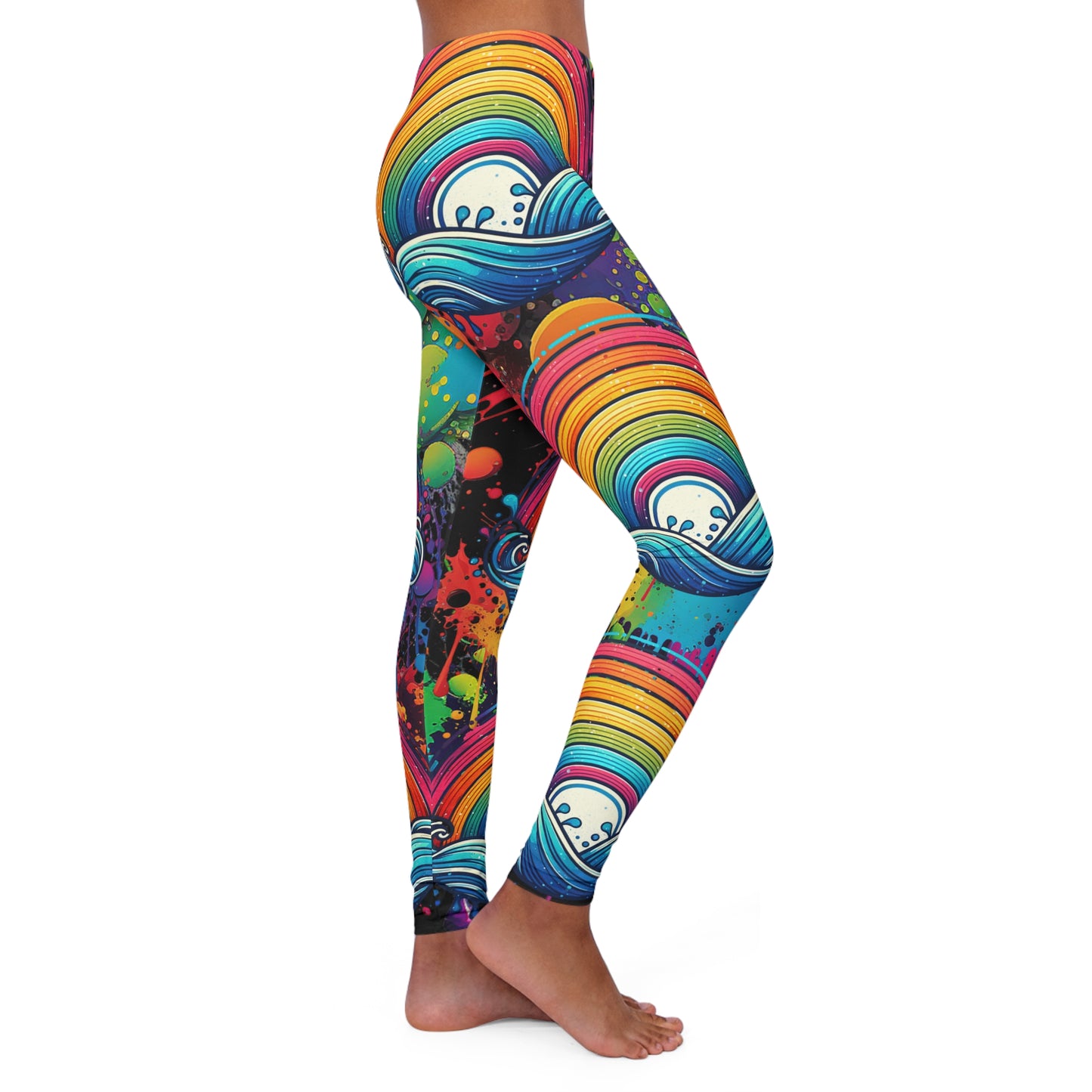 rainbow women's casual spandex leggings (aop)