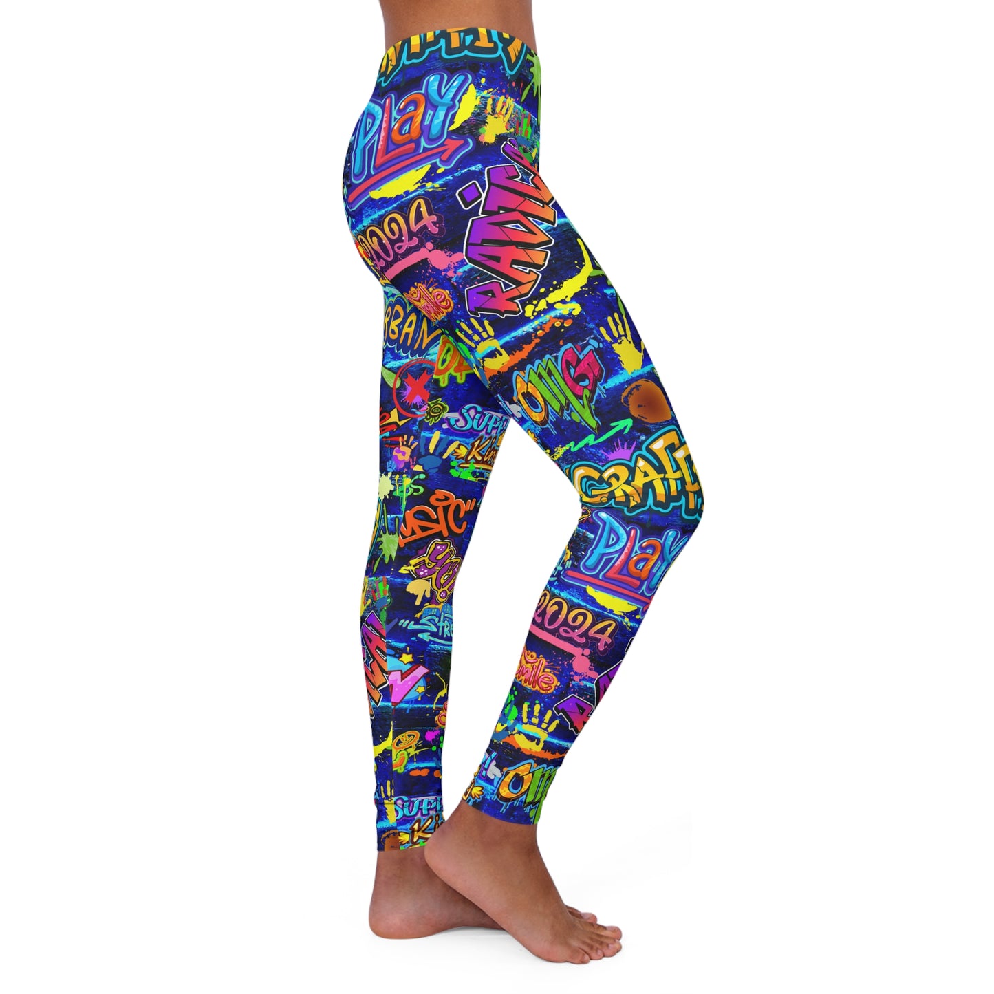 mix and match 4 graffiti women's casual spandex leggings (aop)