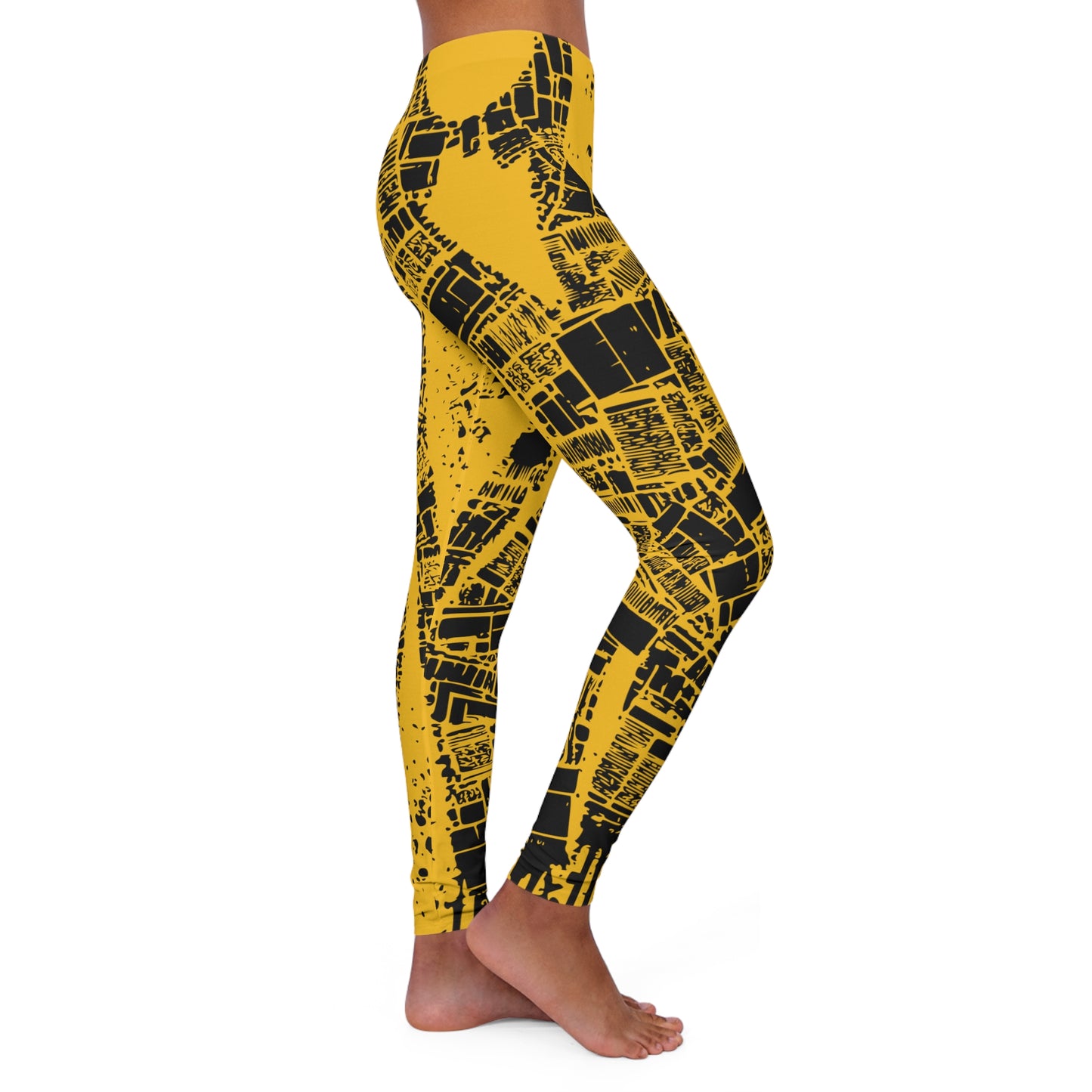 yellow women's casual spandex leggings (aop)