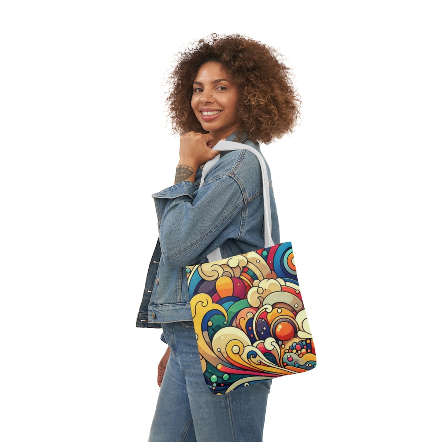 ocean wave canvas tote bag