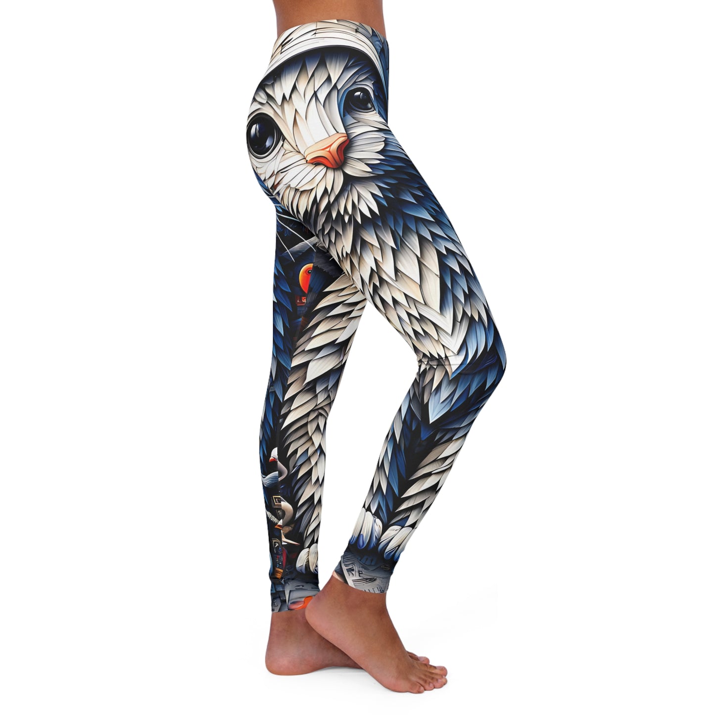 big cat face women's casual spandex leggings (aop)