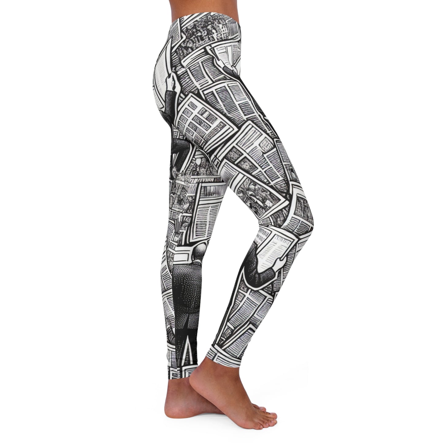 newspaper women's casual spandex leggings (aop)