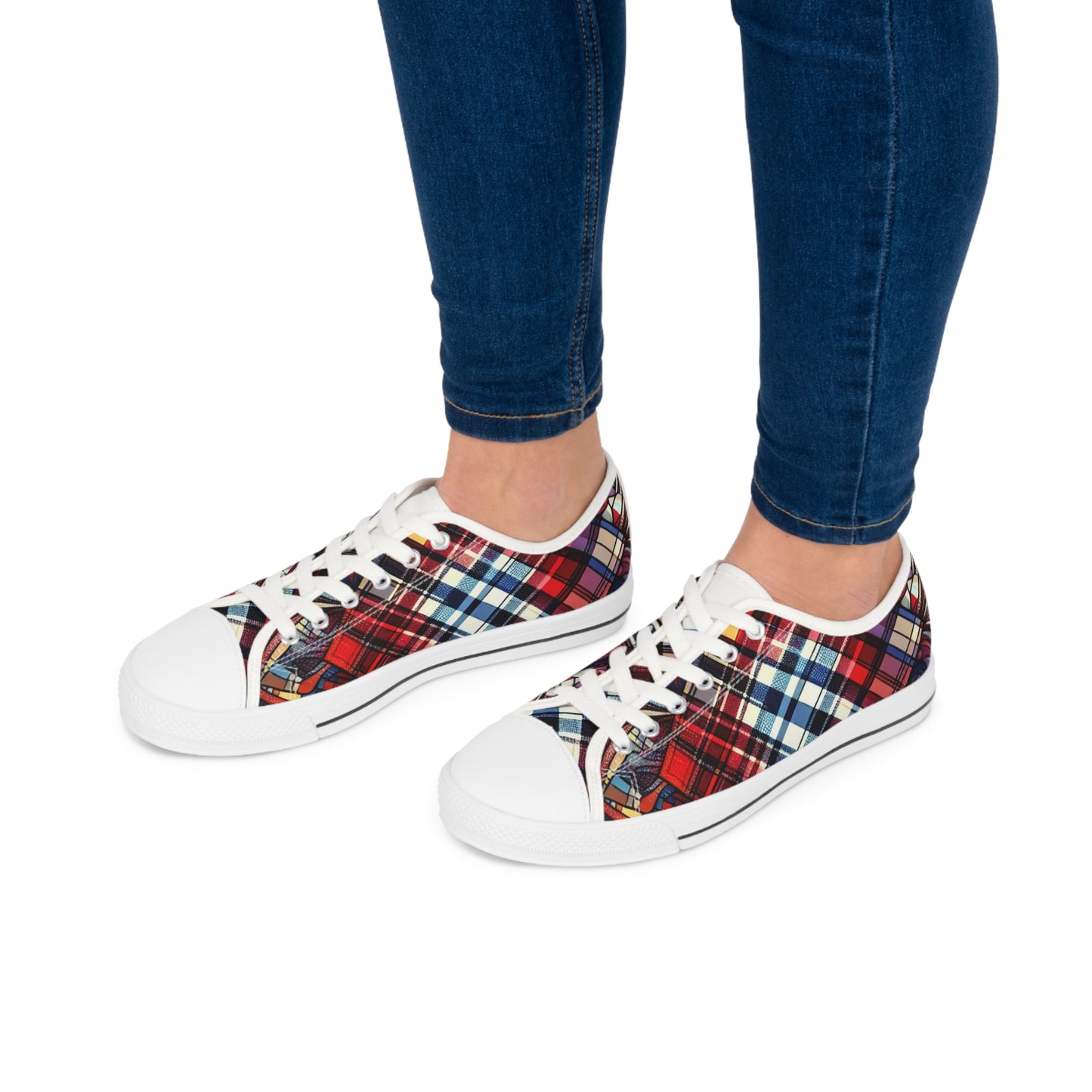 plaid low top women sneakers