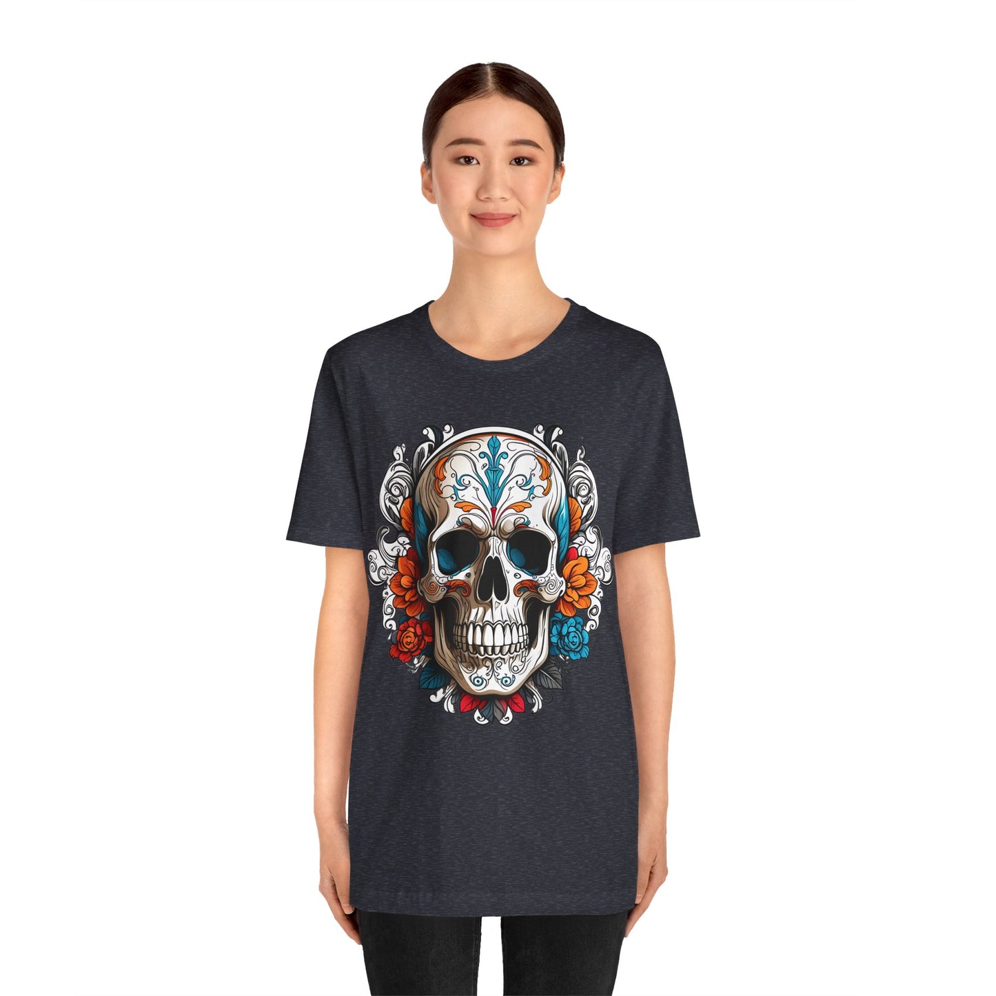 mexican style skull &flower t-shirt