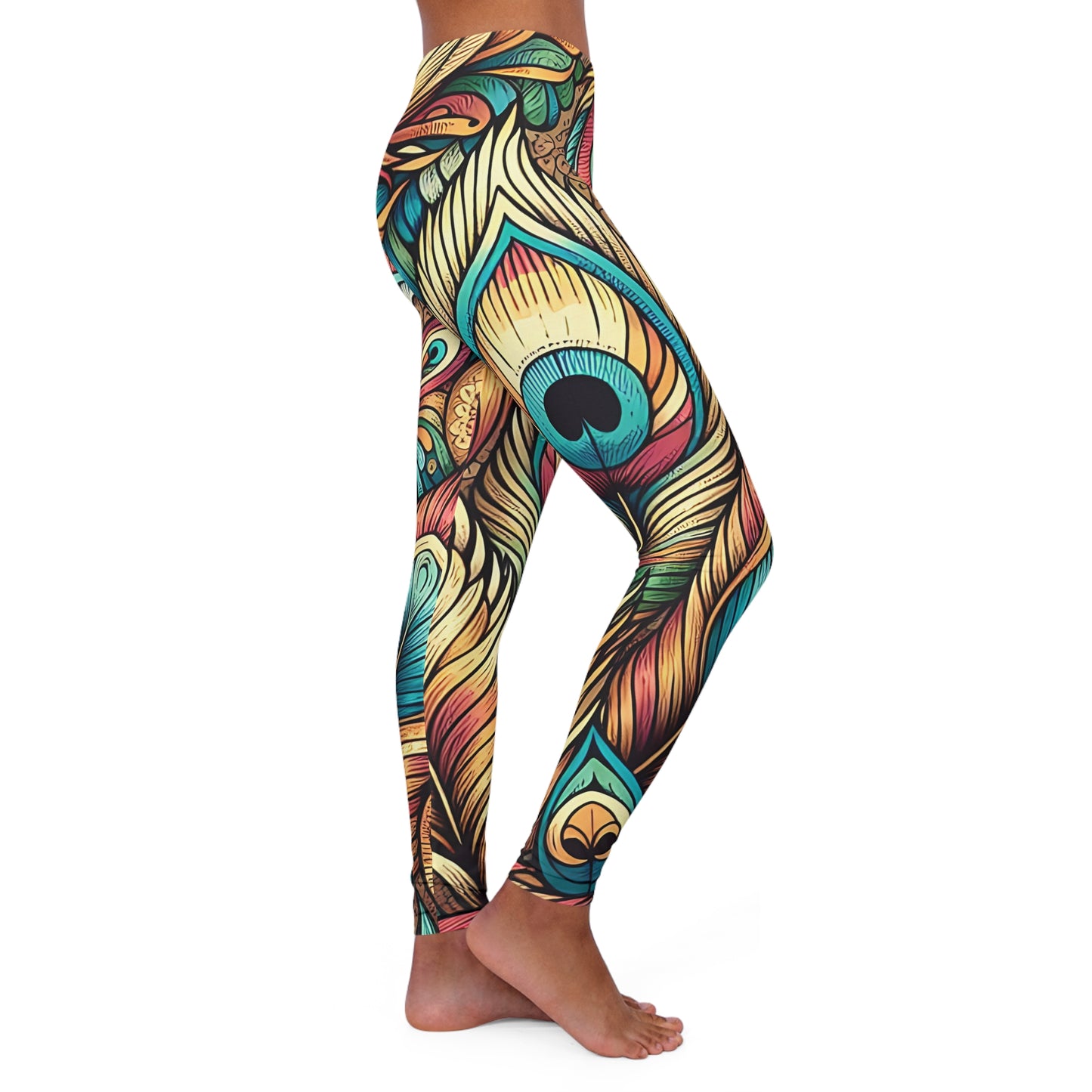peacock women's casual spandex leggings (aop)