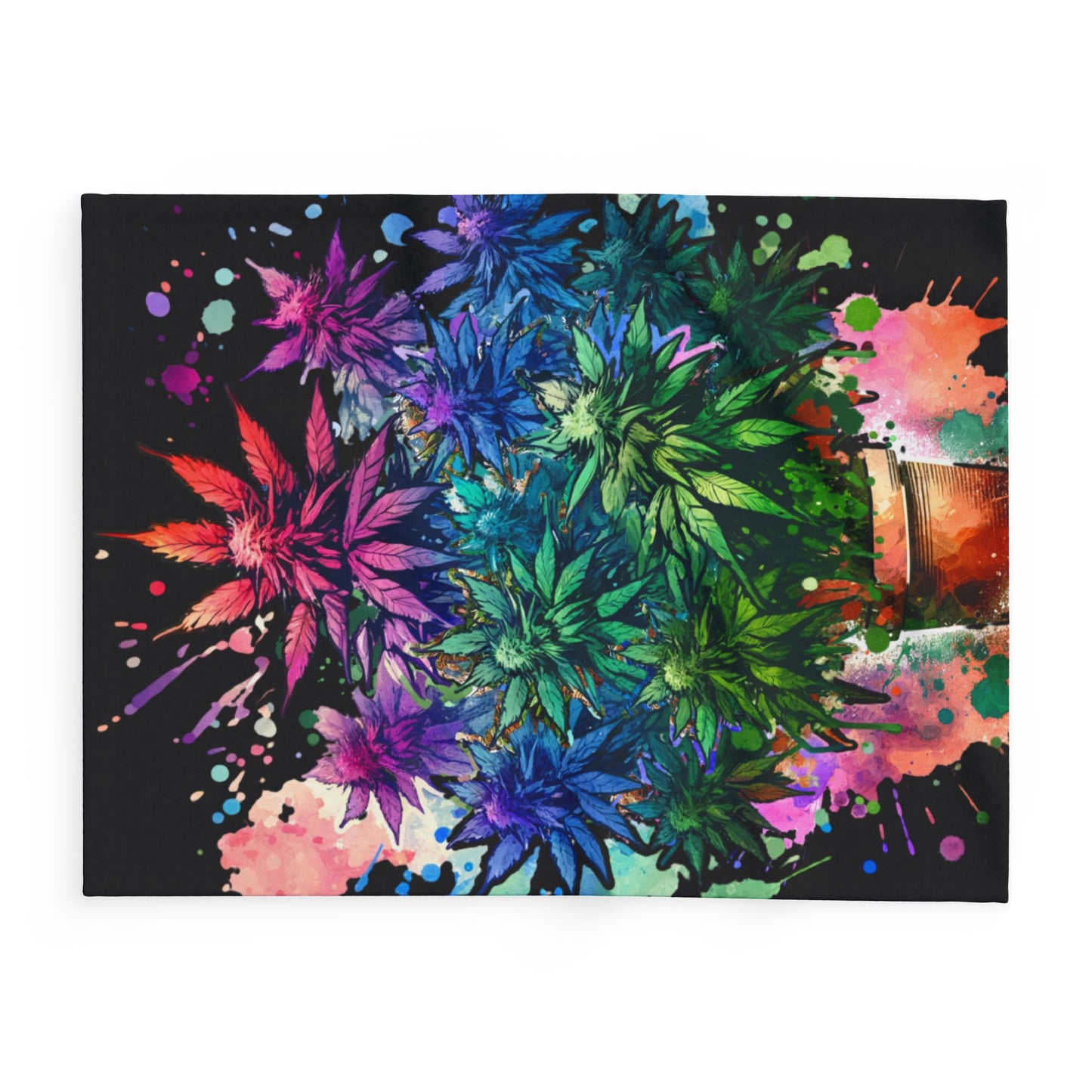 colorful weed fleece blanket