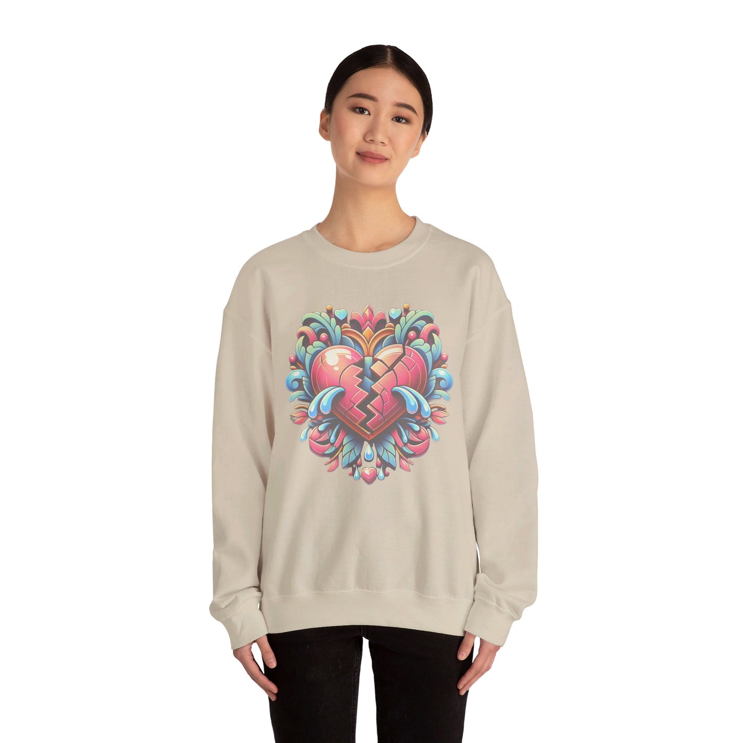 broken heart heavy blend™ crewneck sweatshirt