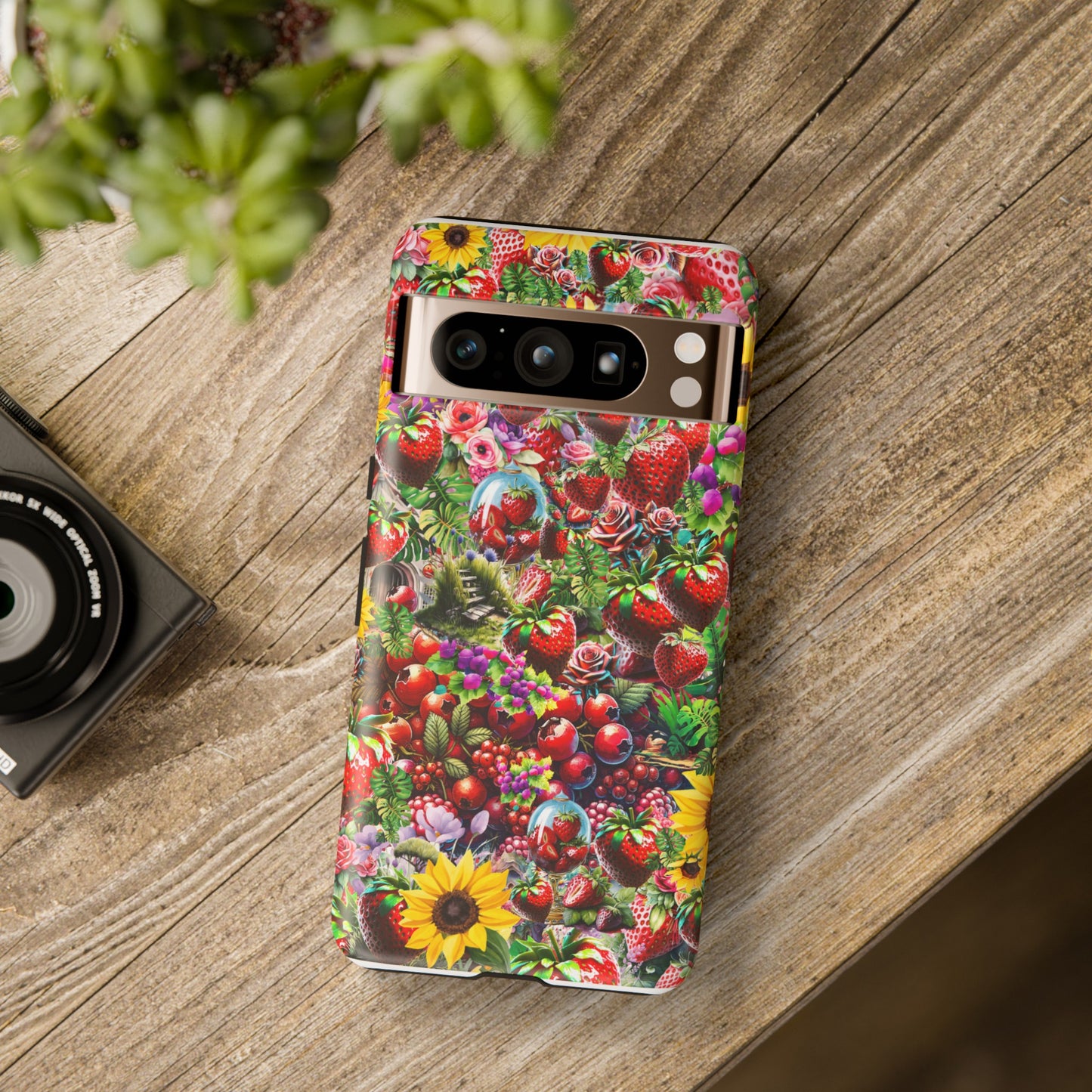 strawberry tough cases for iphone, samsung & google pixel