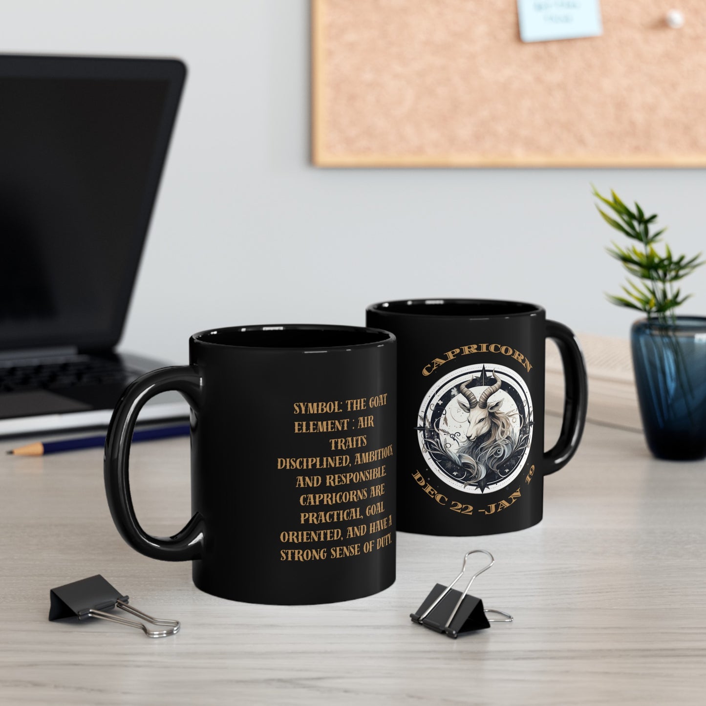 capricorn black mug