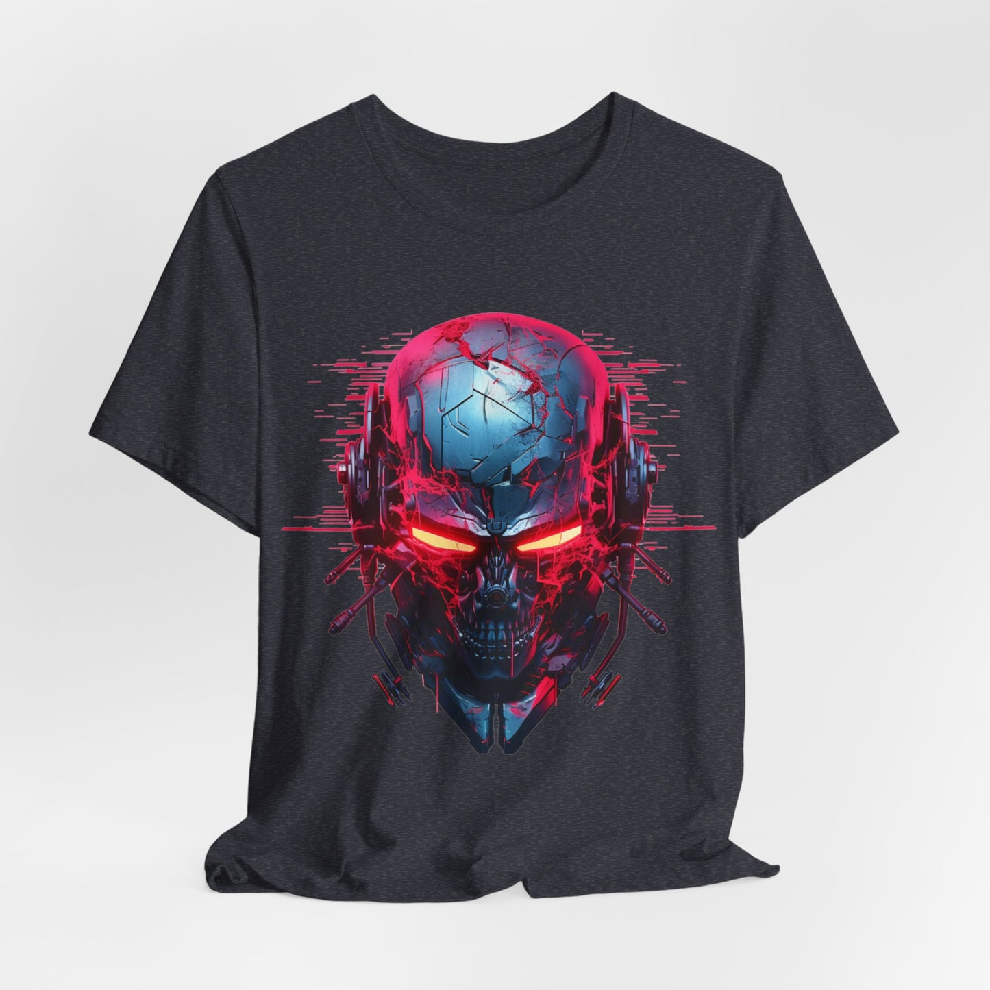 cyberpunk skull cyborg skeleton vaporwave graphic t-shirt