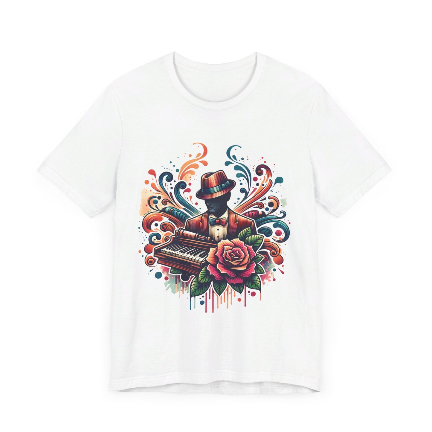 floral pianist jersey short sleeve unisex tee