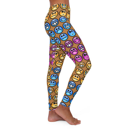 Mix and Match 5 Smiley Women's Casual Spandex Leggings (AOP)