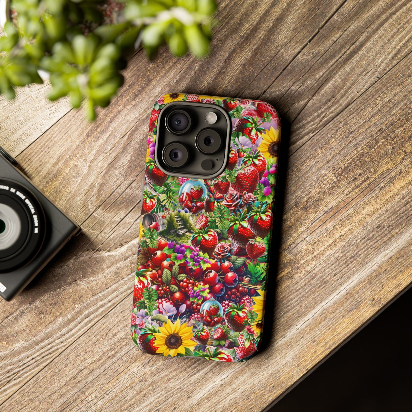 strawberry tough cases for iphone, samsung & google pixel