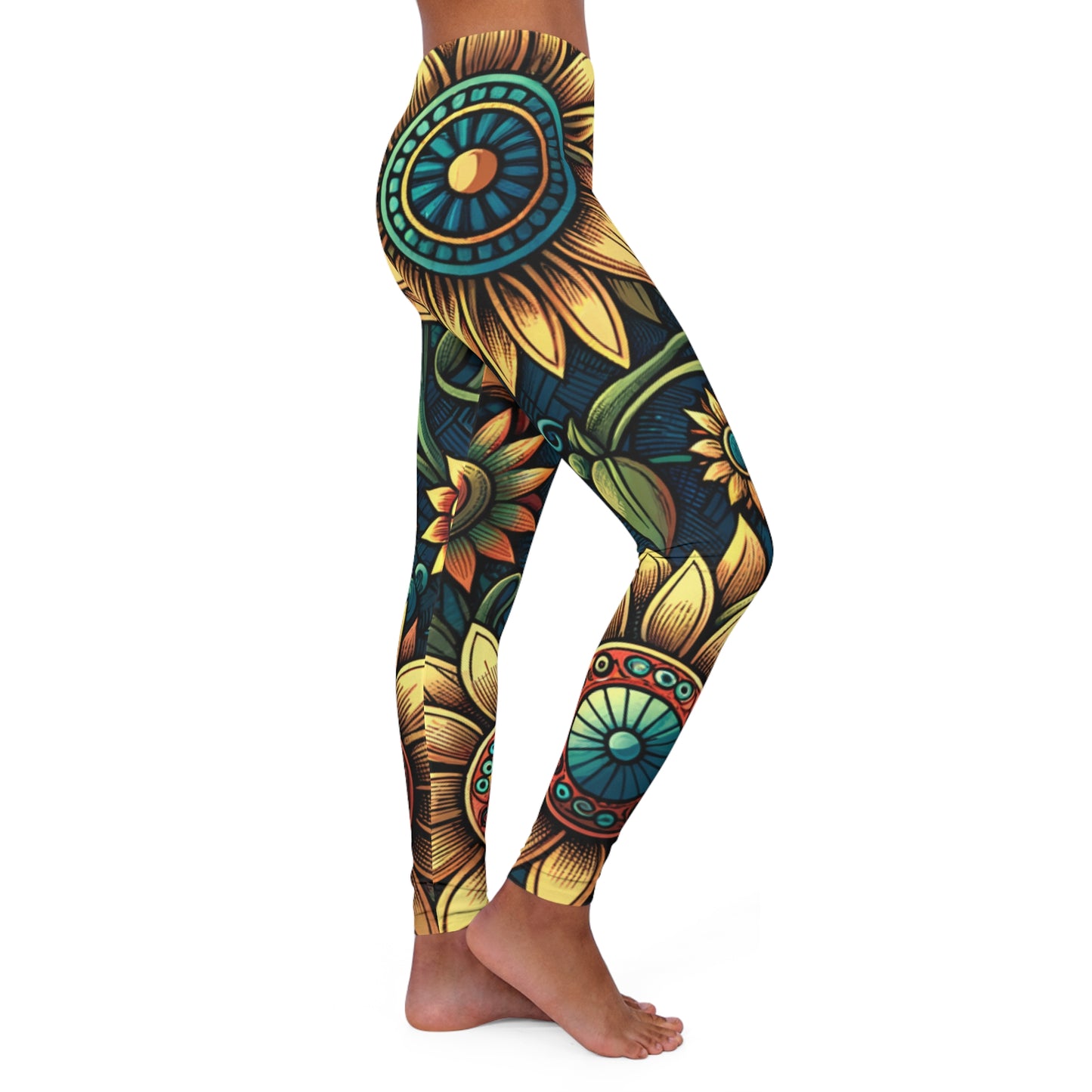 sunflower women's casual spandex leggings (aop)