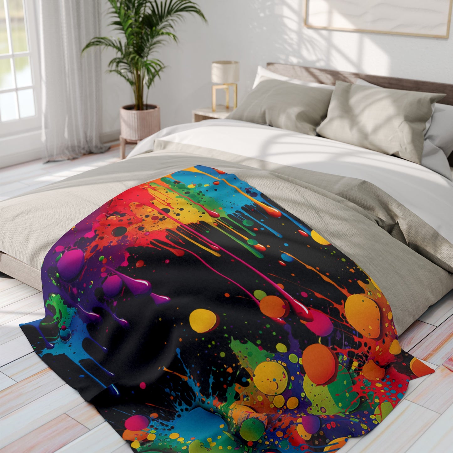 colorful dripping oil paint arctic fleece blanket