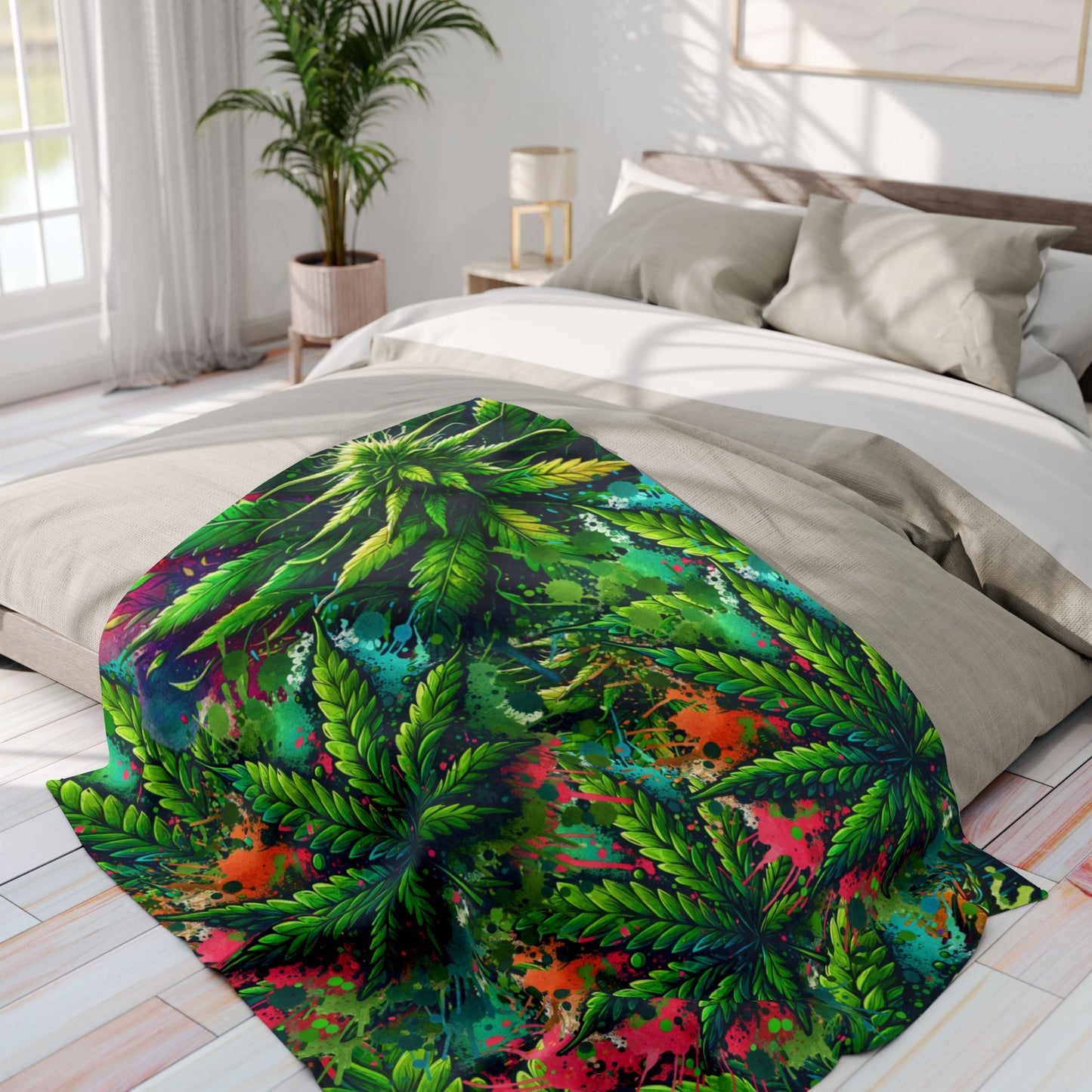 marijuana leaf design fleece