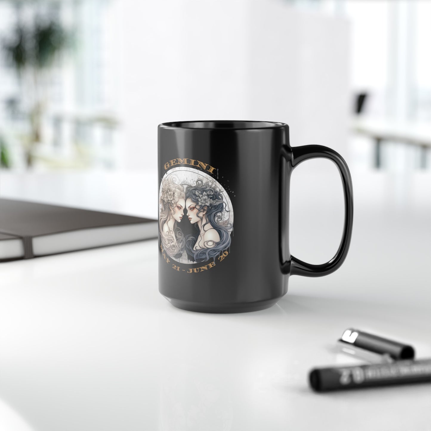 gemini black mug