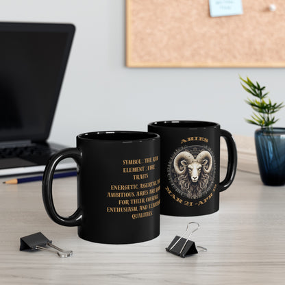 Aries Black Mug