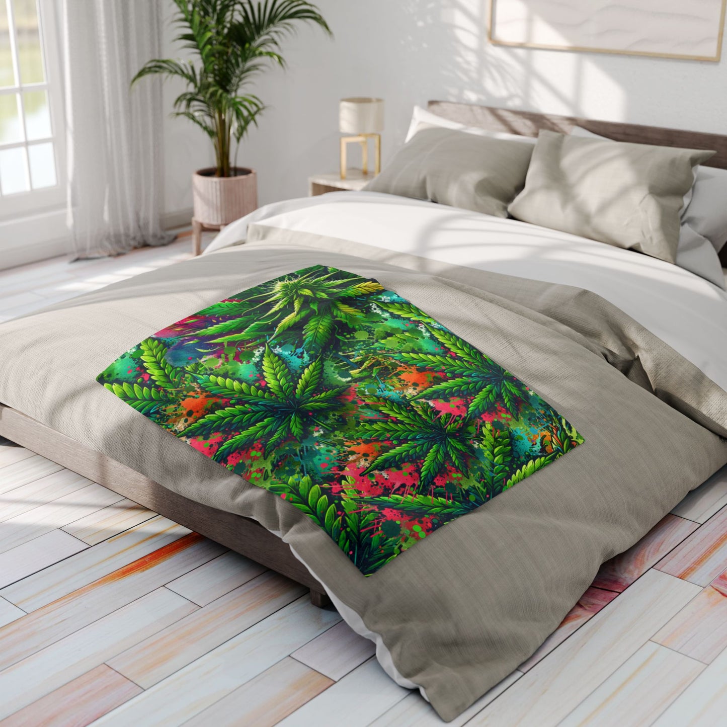 marijuana leaf design fleece