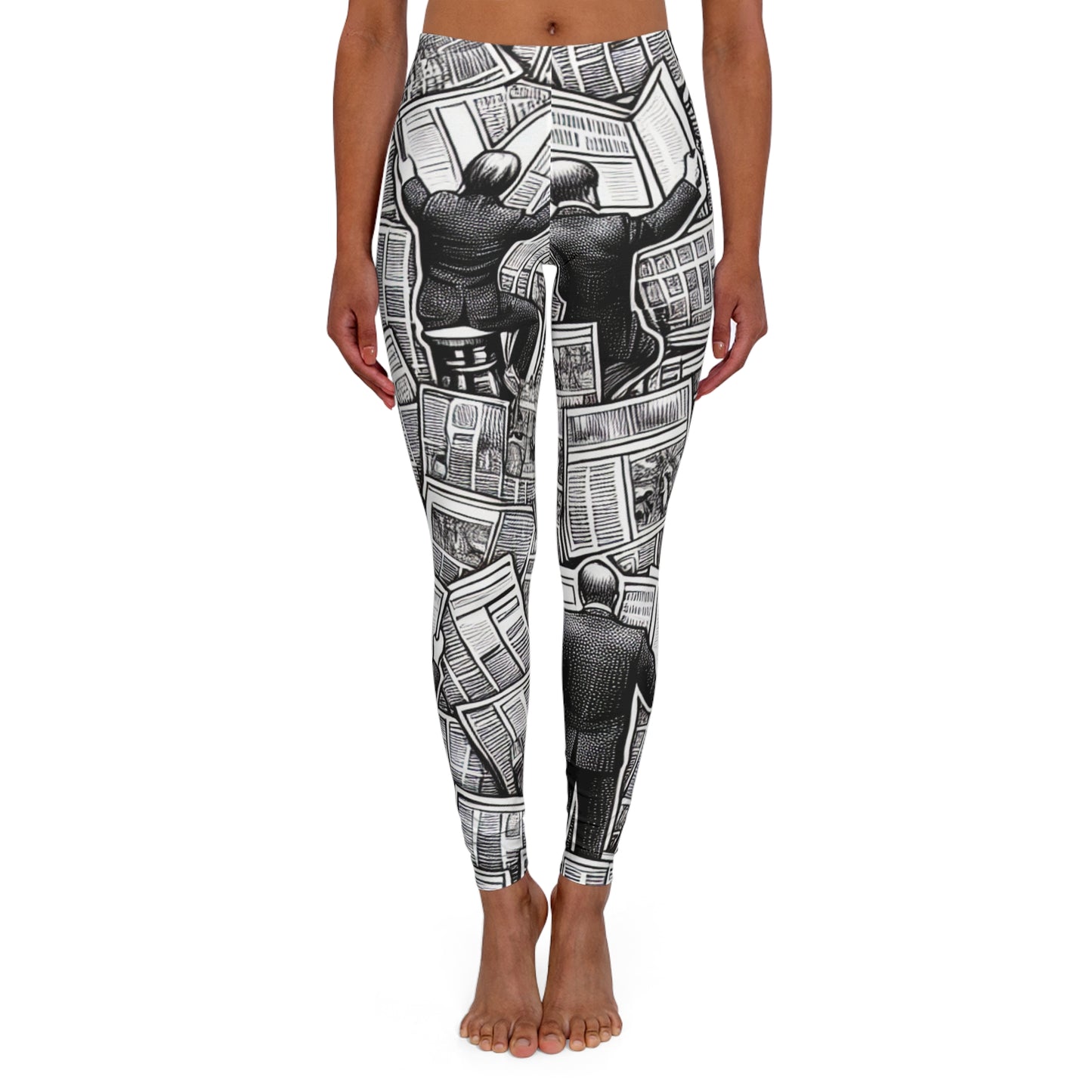 newspaper women's casual spandex leggings (aop)