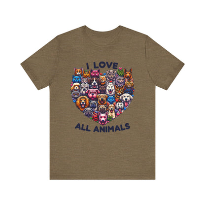 I Love all Animals Unisex Jersey Short Sleeve Tee