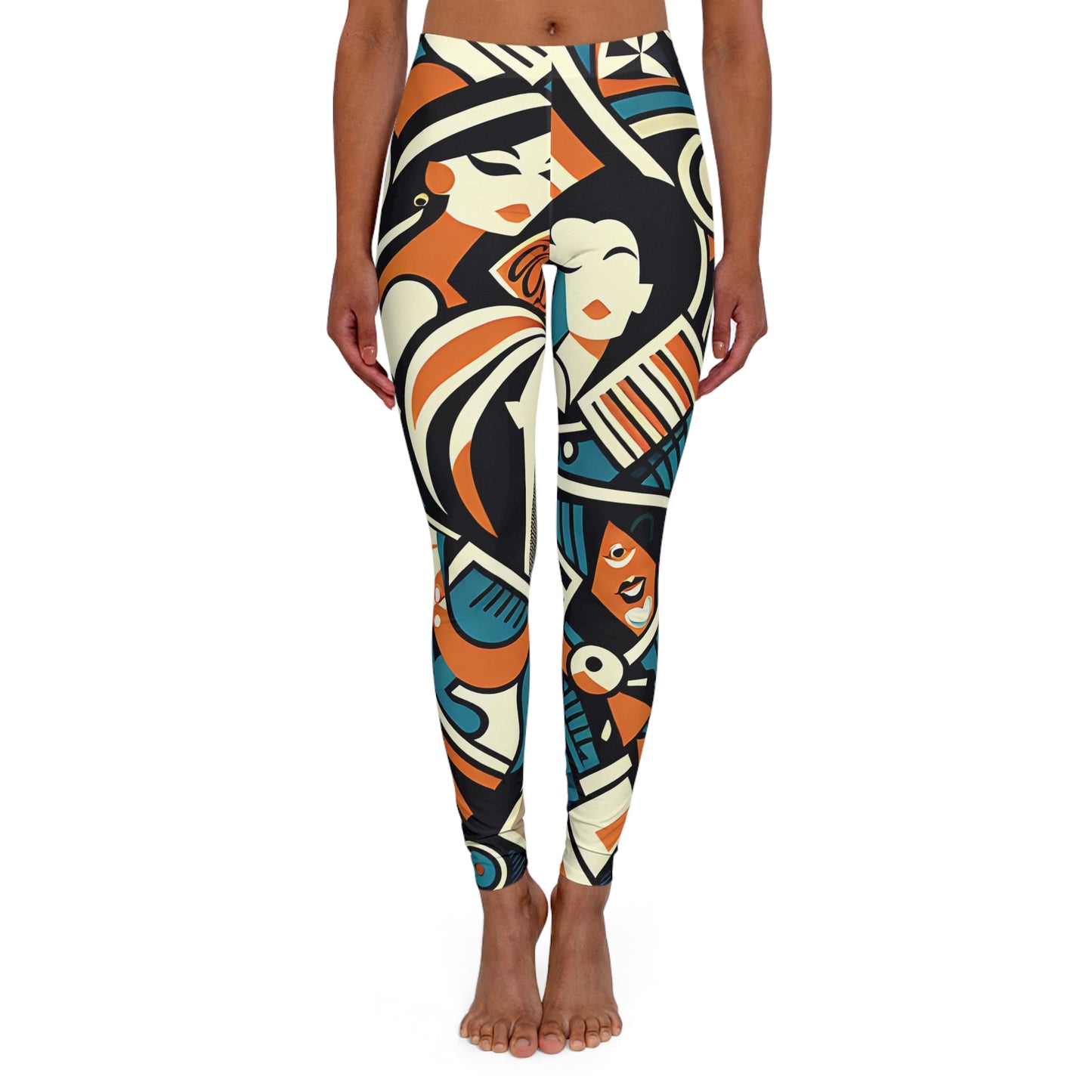 abstract 1 women's casual spandex leggings (aop)