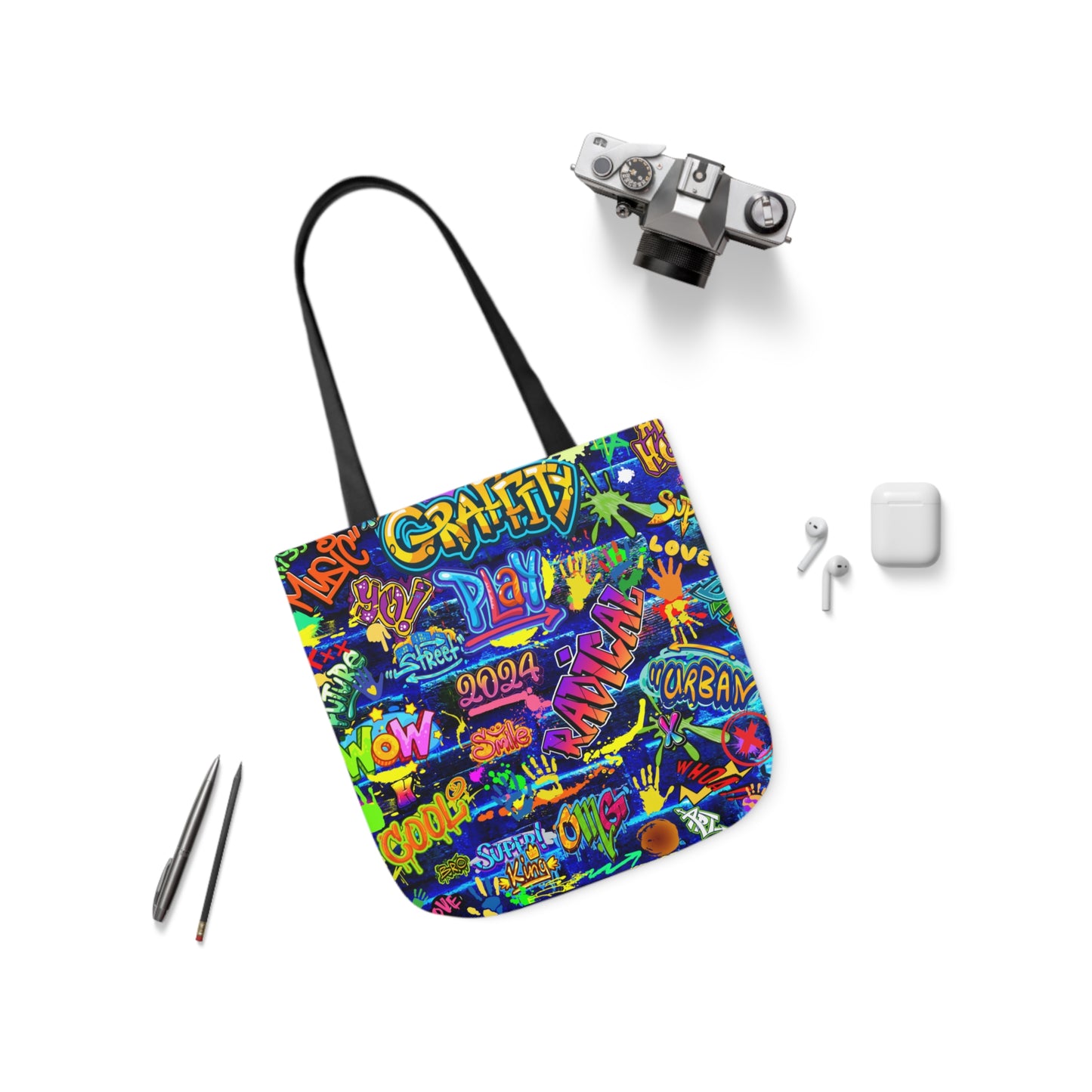 graffiti pattern tote bag