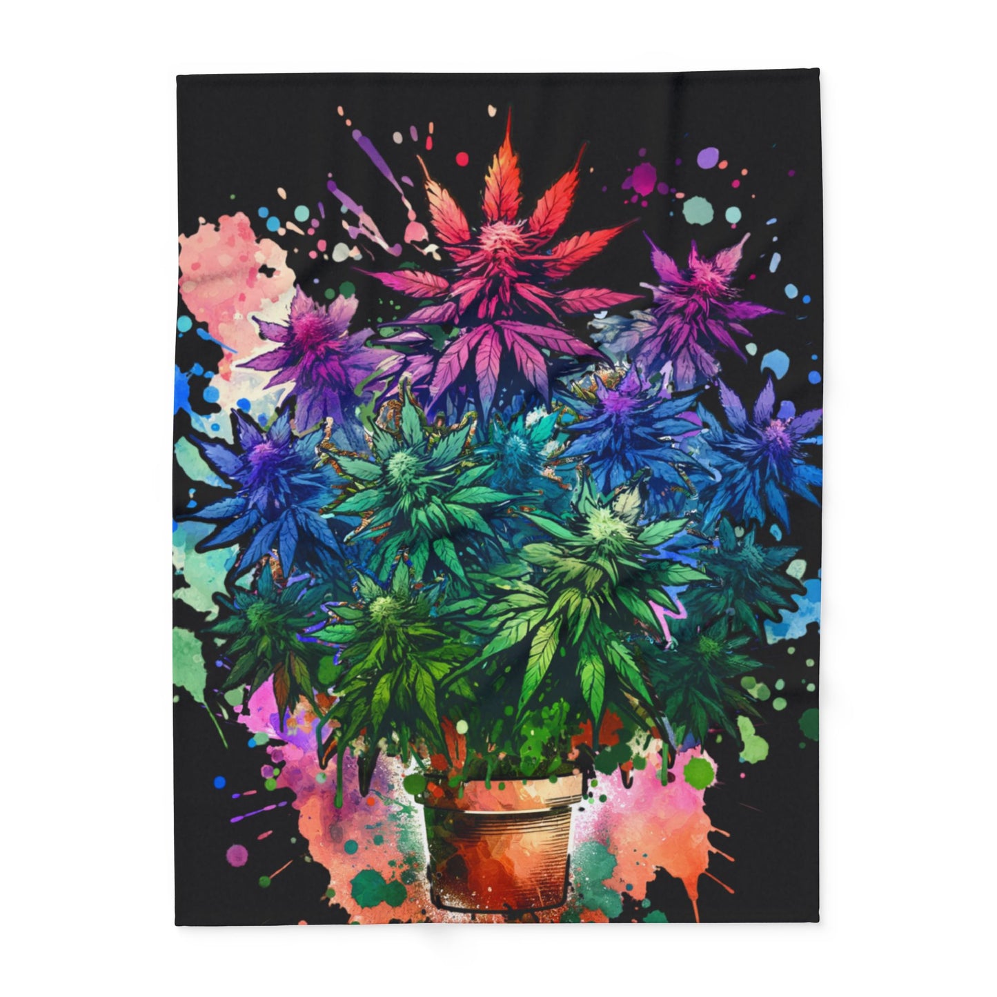 colorful weed fleece blanket