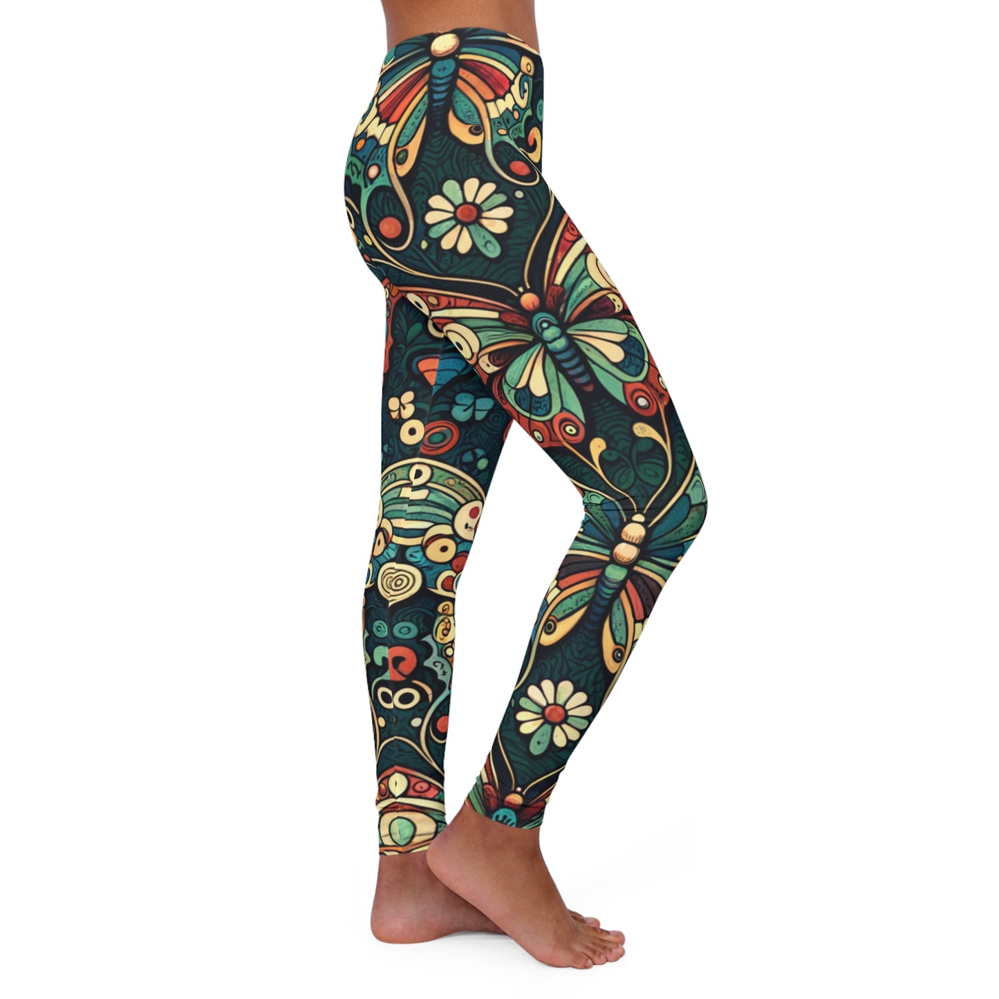 butterfly greens women's casual spandex leggings (aop)