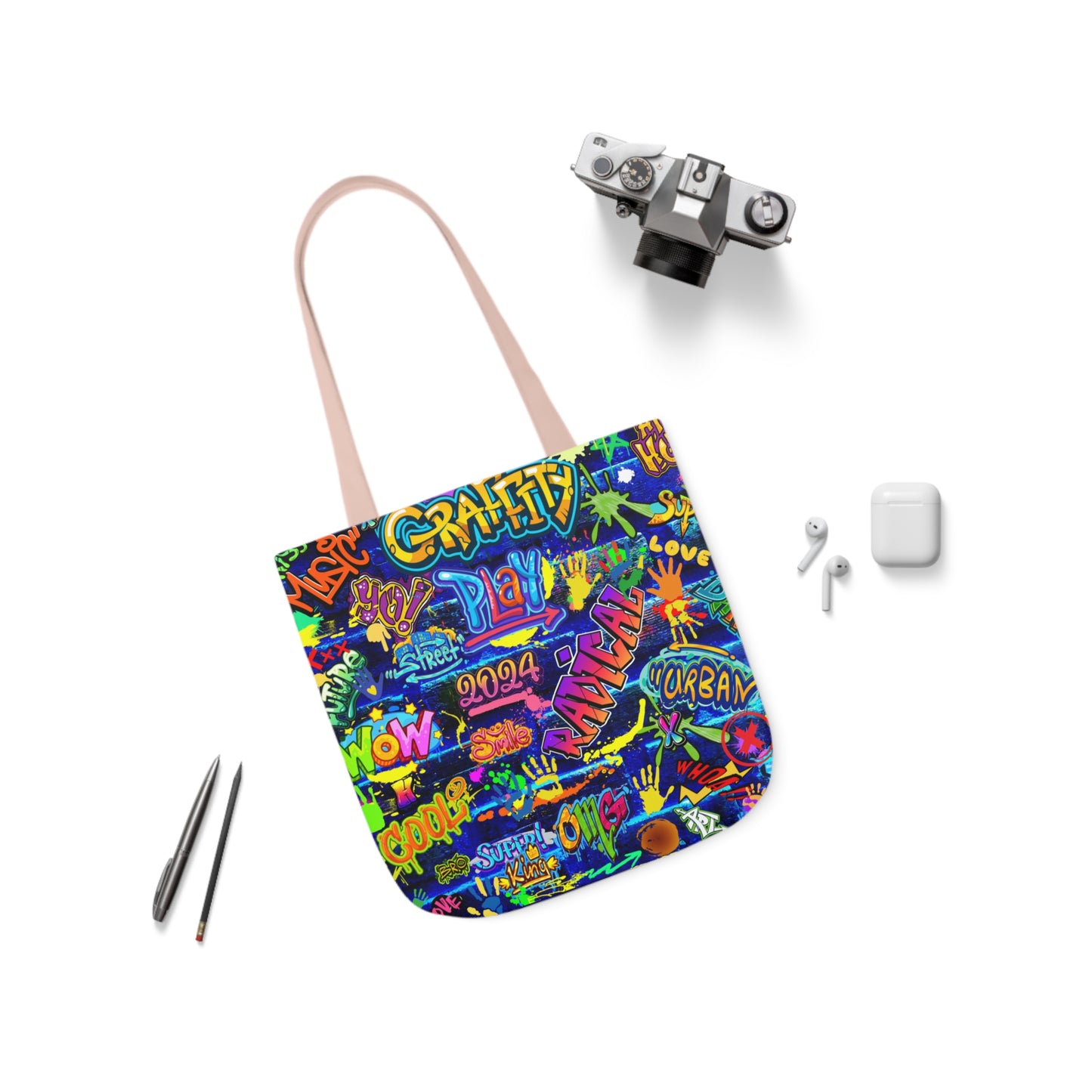 graffiti pattern tote bag