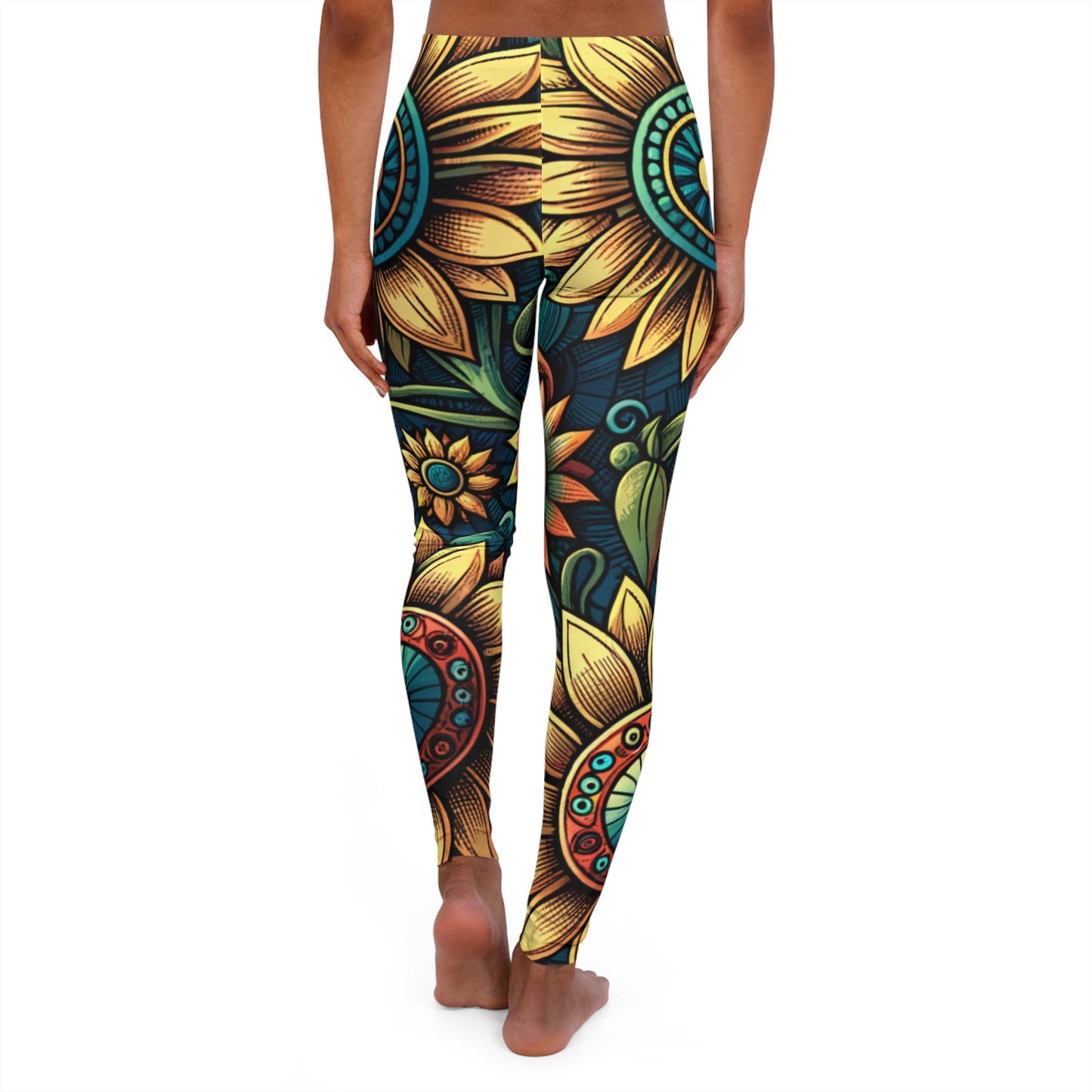 sunflower women's casual spandex leggings (aop)