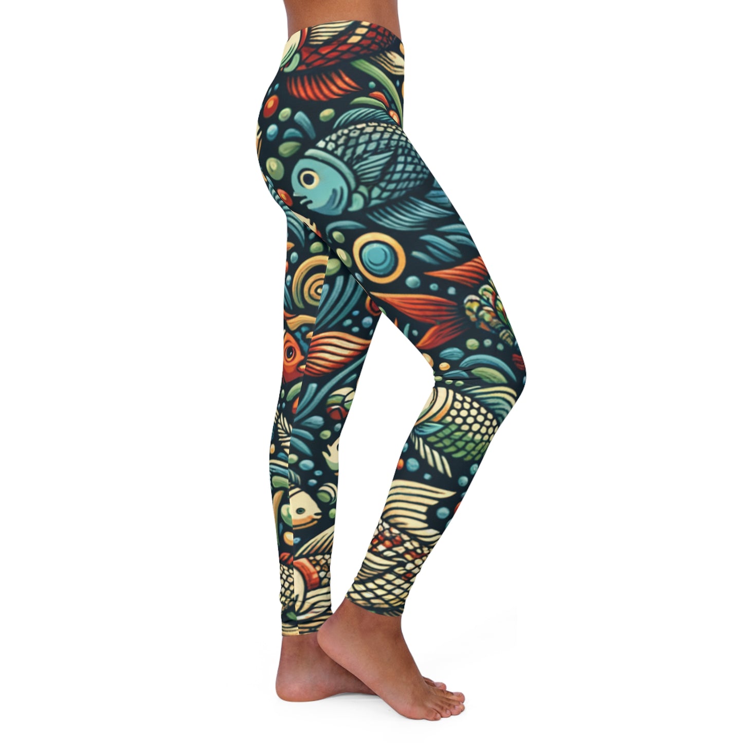 fishy women's casual spandex leggings (aop)