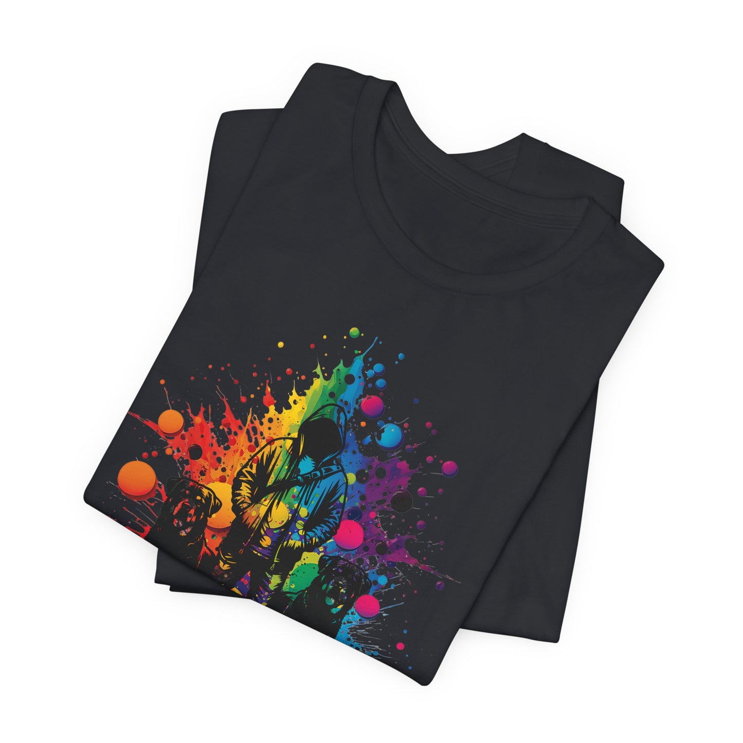 colorful paint splatter t-shirt