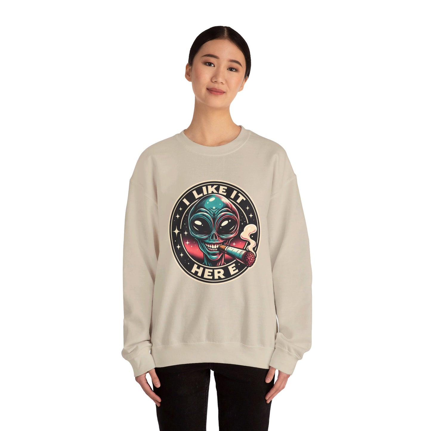 i like it here  heavy blend™ crewneck sweatshirt