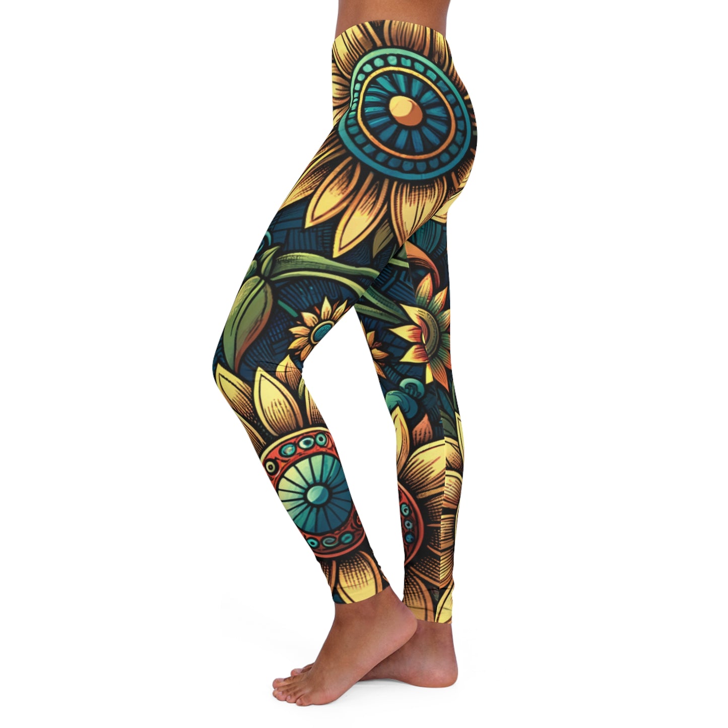 sunflower women's casual spandex leggings (aop)