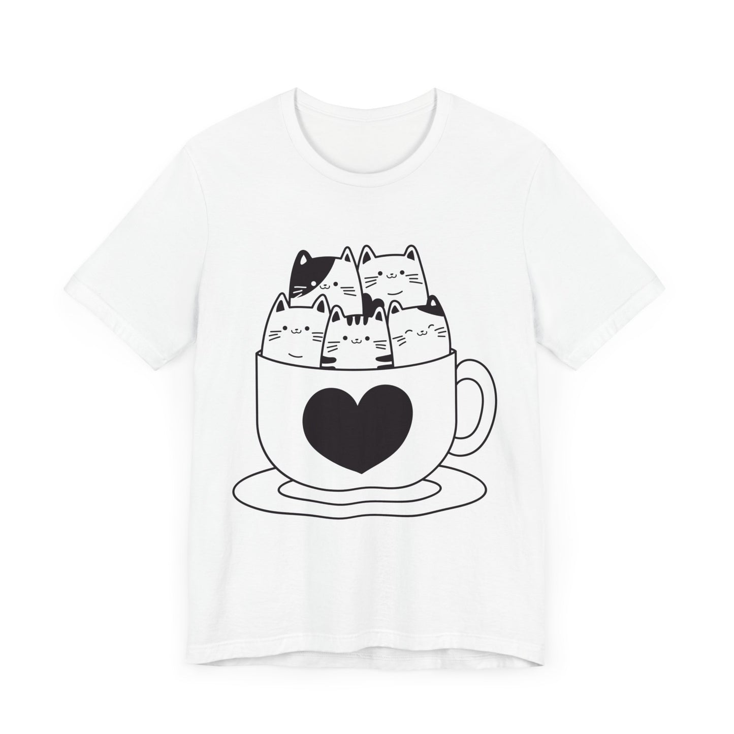 cats in cup graphic t-shirt