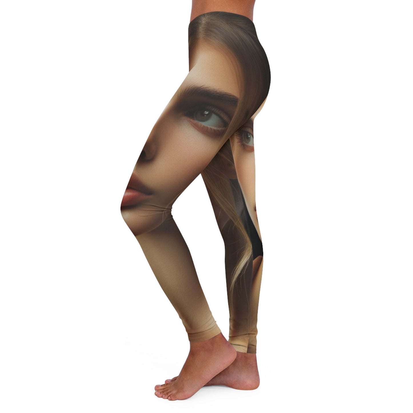 photo face women's casual spandex leggings (aop)