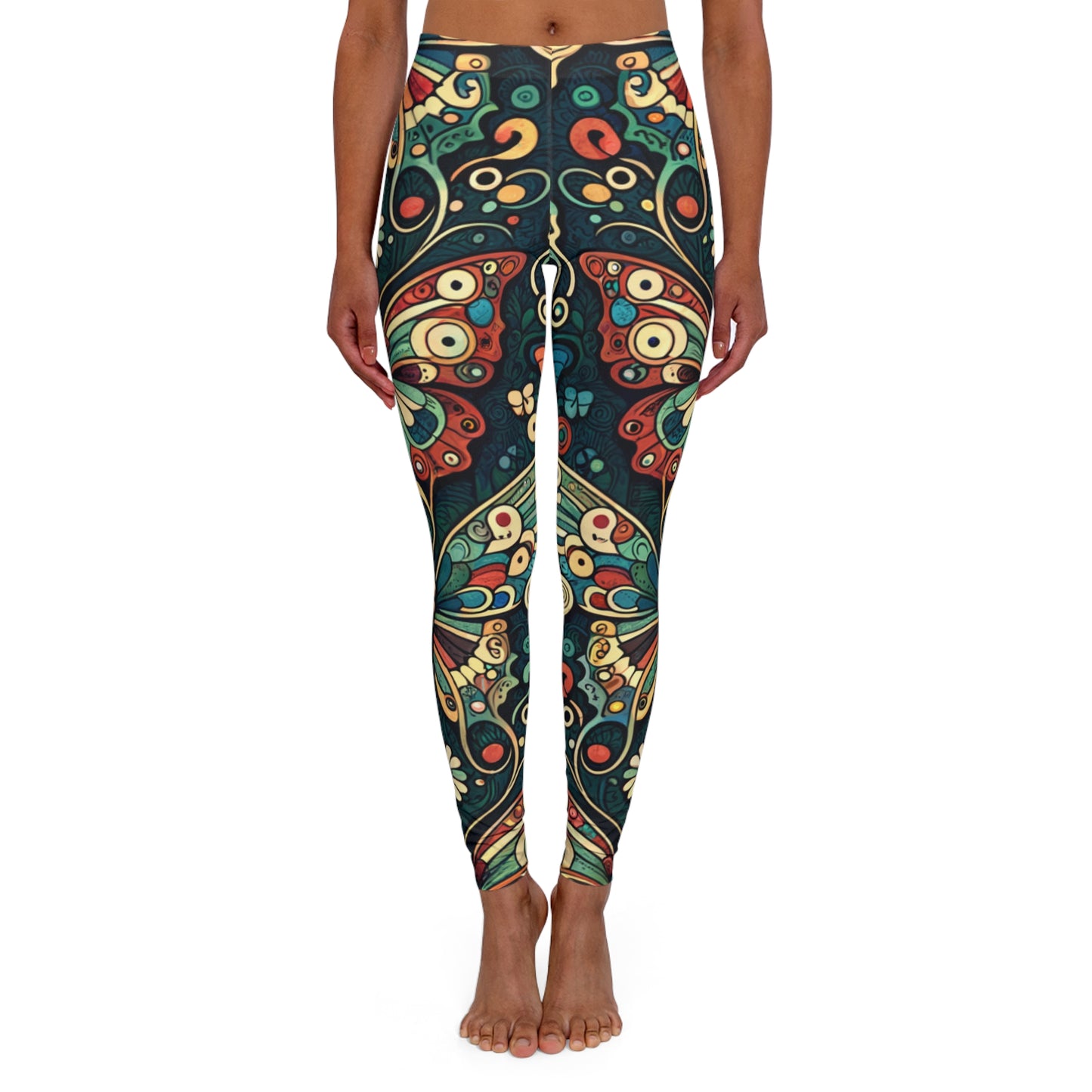 butterfly greens women's casual spandex leggings (aop)