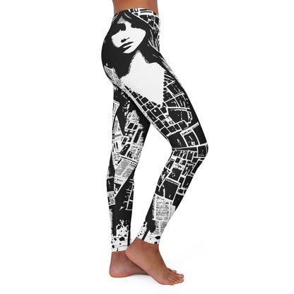 Black N White Women's Casual Spandex Leggings (AOP)