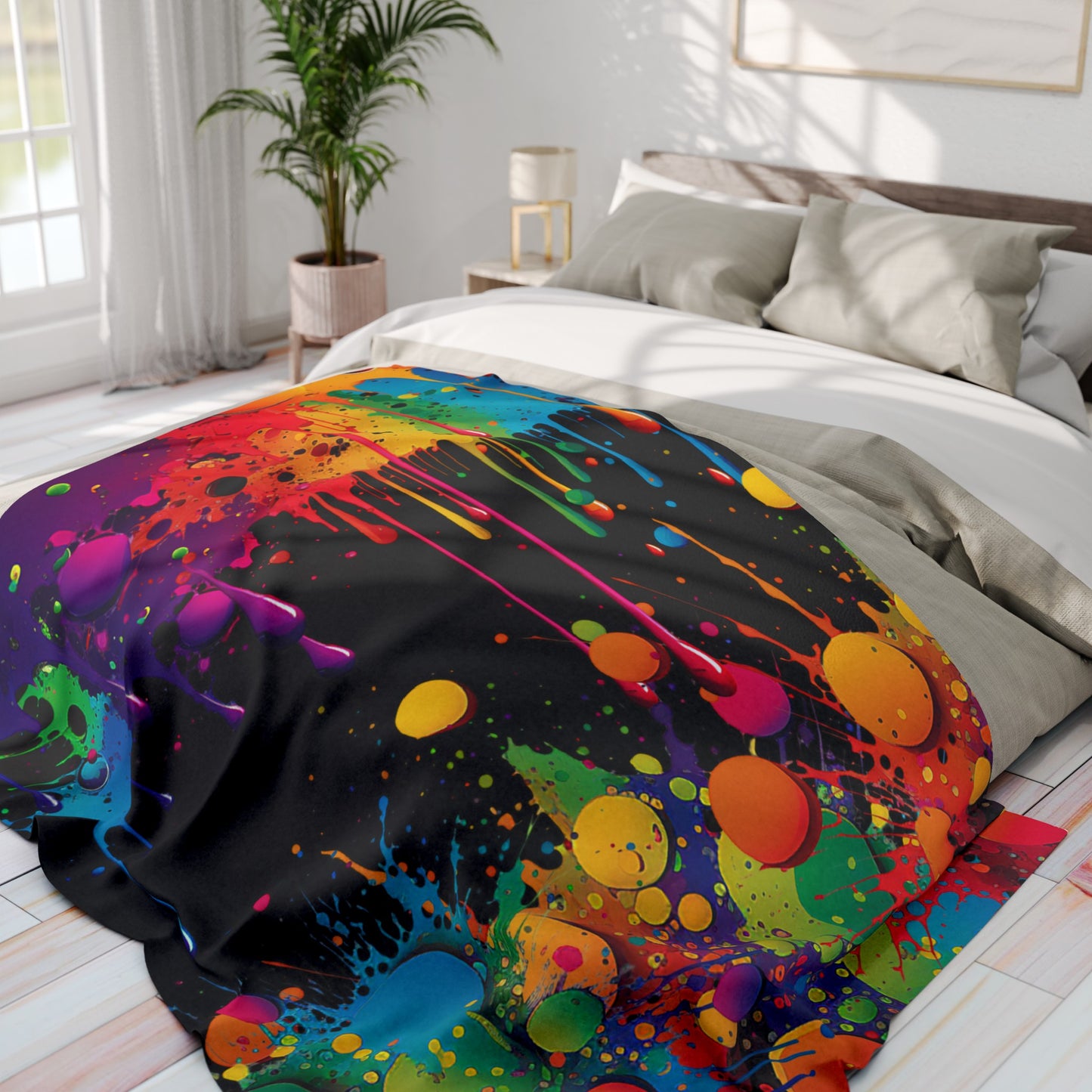 colorful dripping oil paint arctic fleece blanket