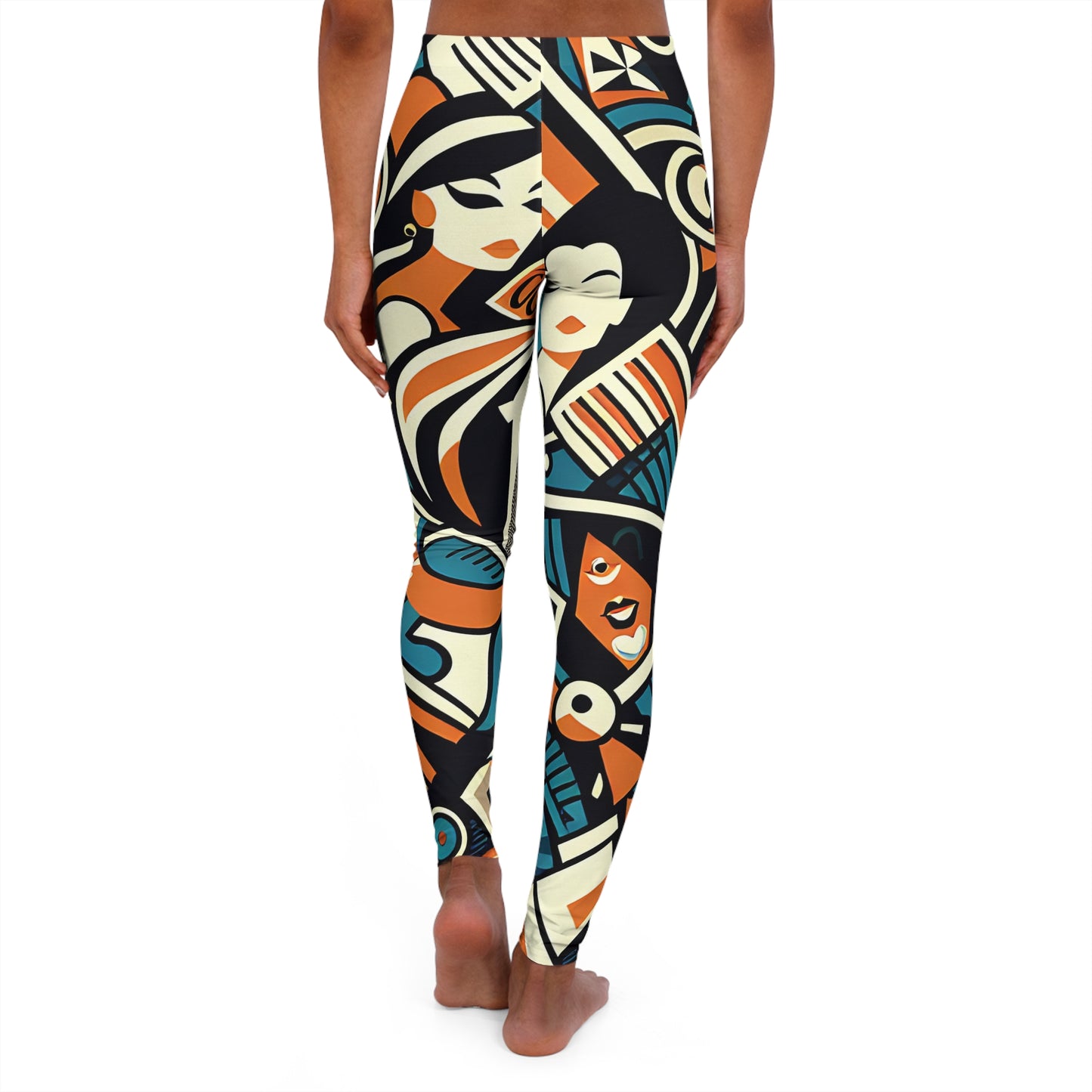 abstract 1 women's casual spandex leggings (aop)