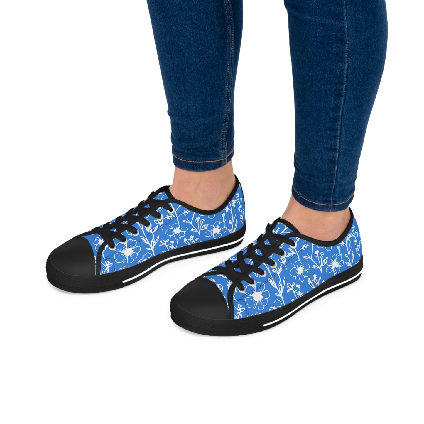 blue and white women's low top sneakers