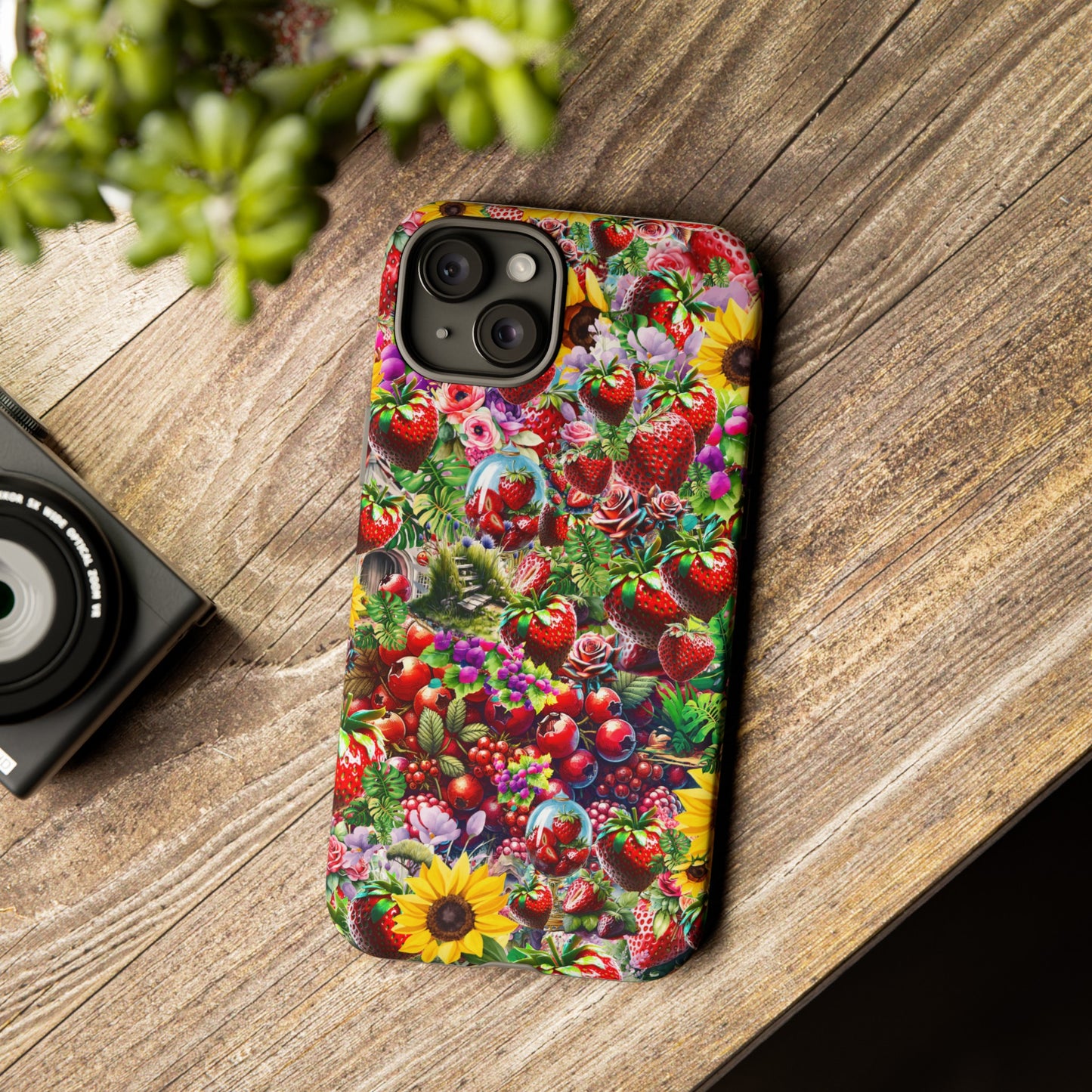 strawberry tough cases for iphone, samsung & google pixel