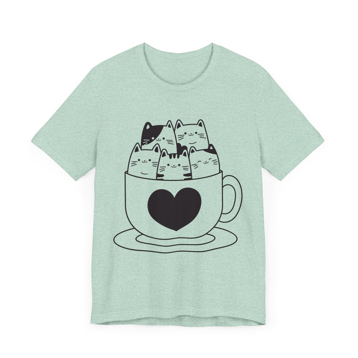 cats in cup graphic t-shirt