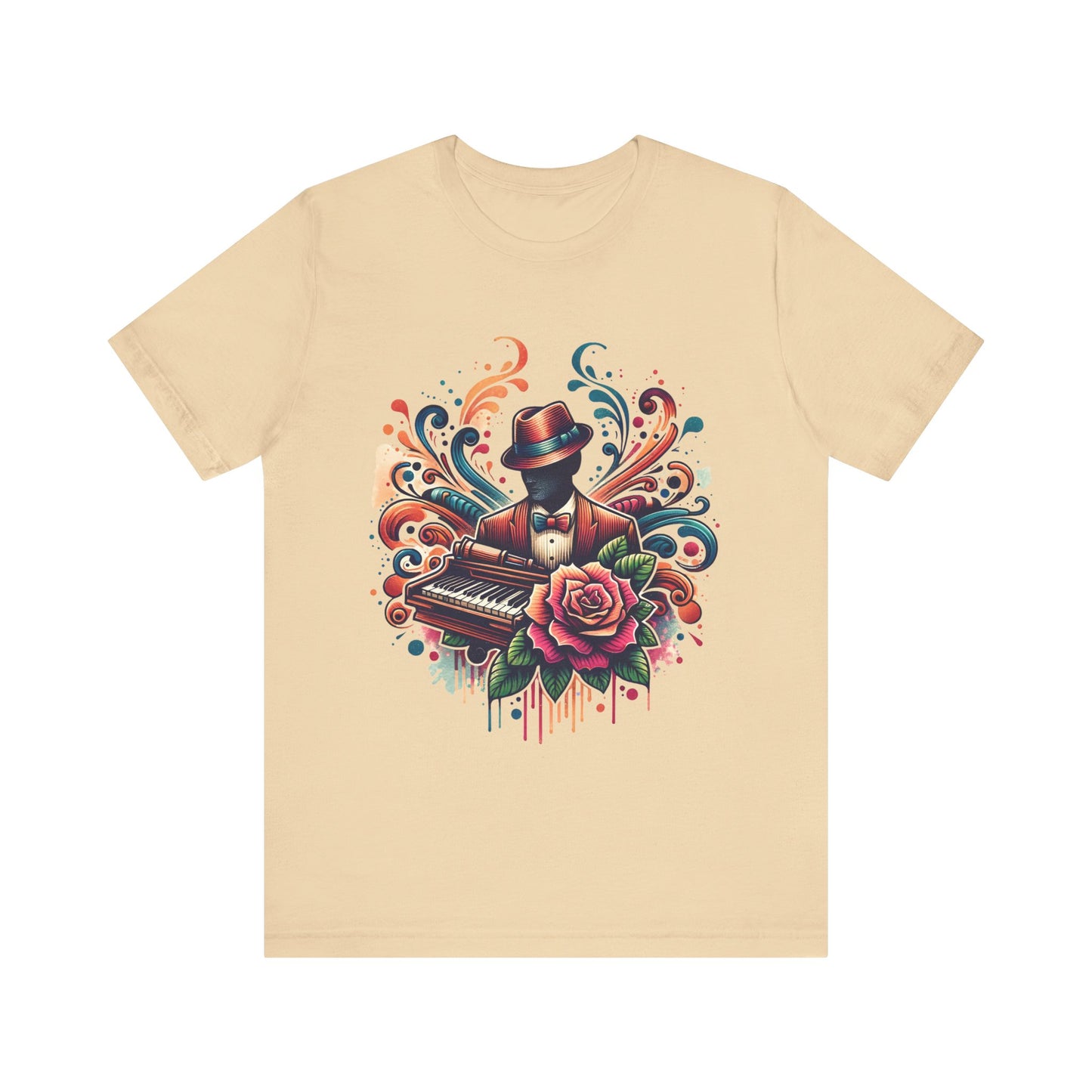 floral pianist jersey short sleeve unisex tee