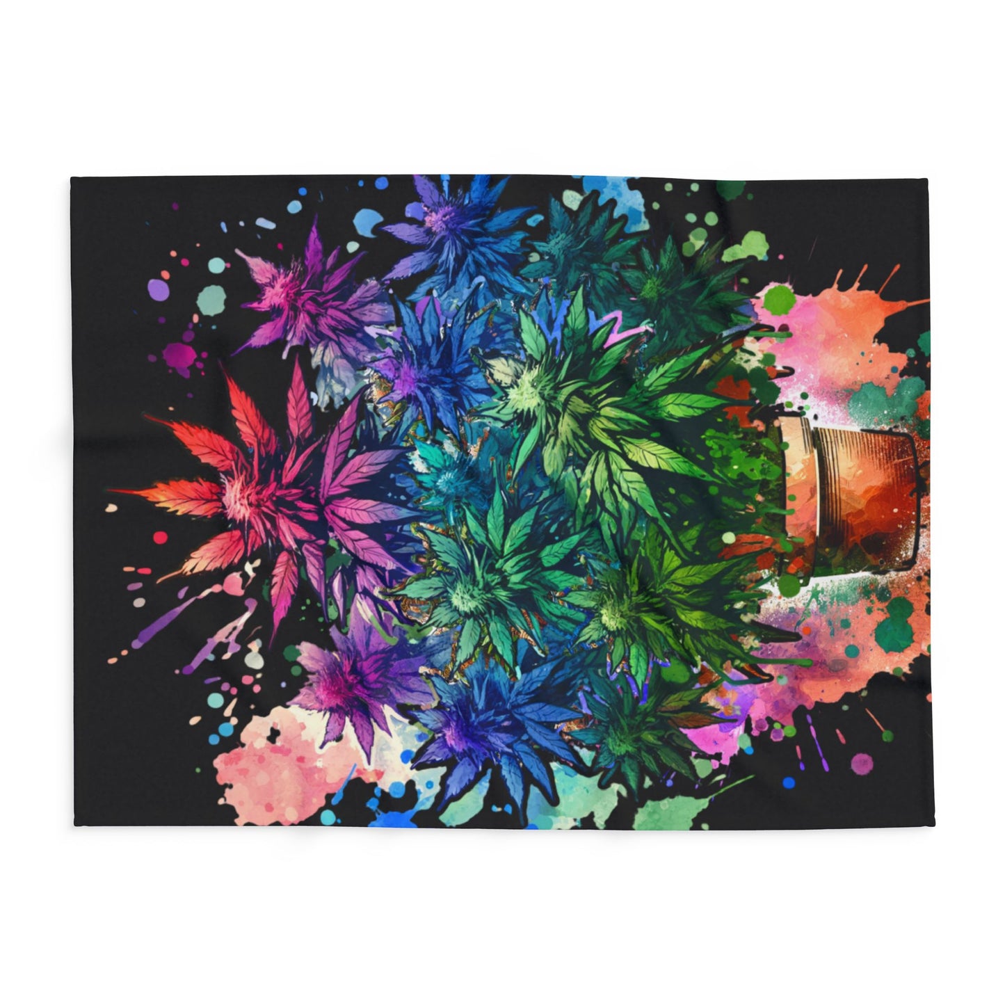 colorful weed fleece blanket