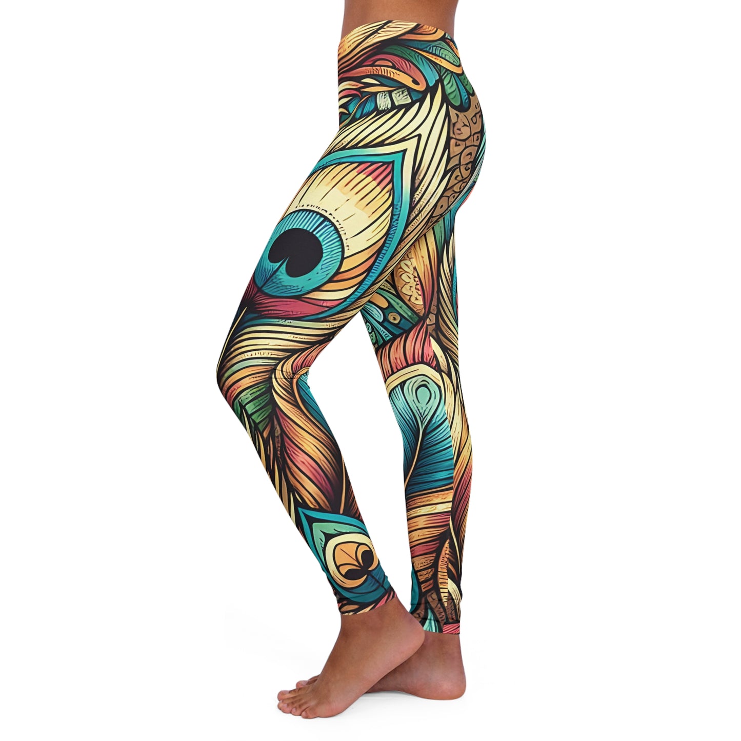 peacock women's casual spandex leggings (aop)