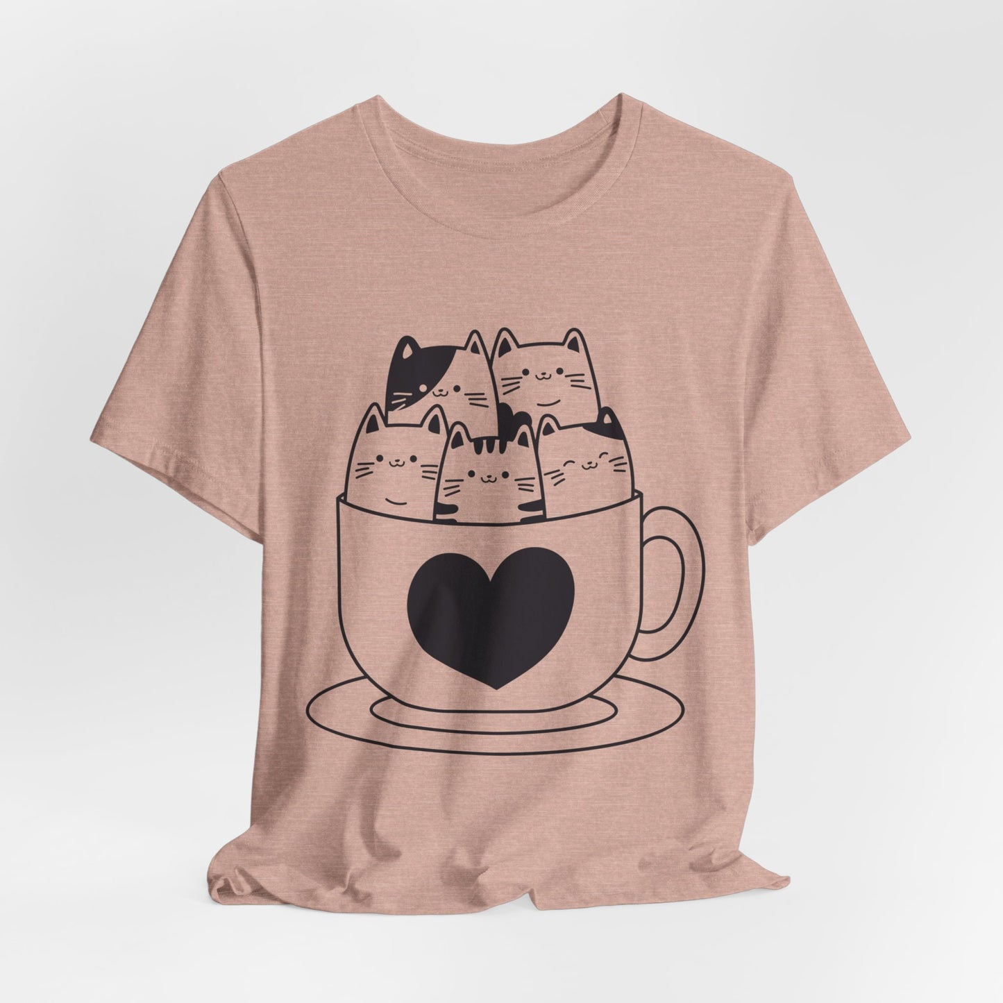 cats in cup graphic t-shirt